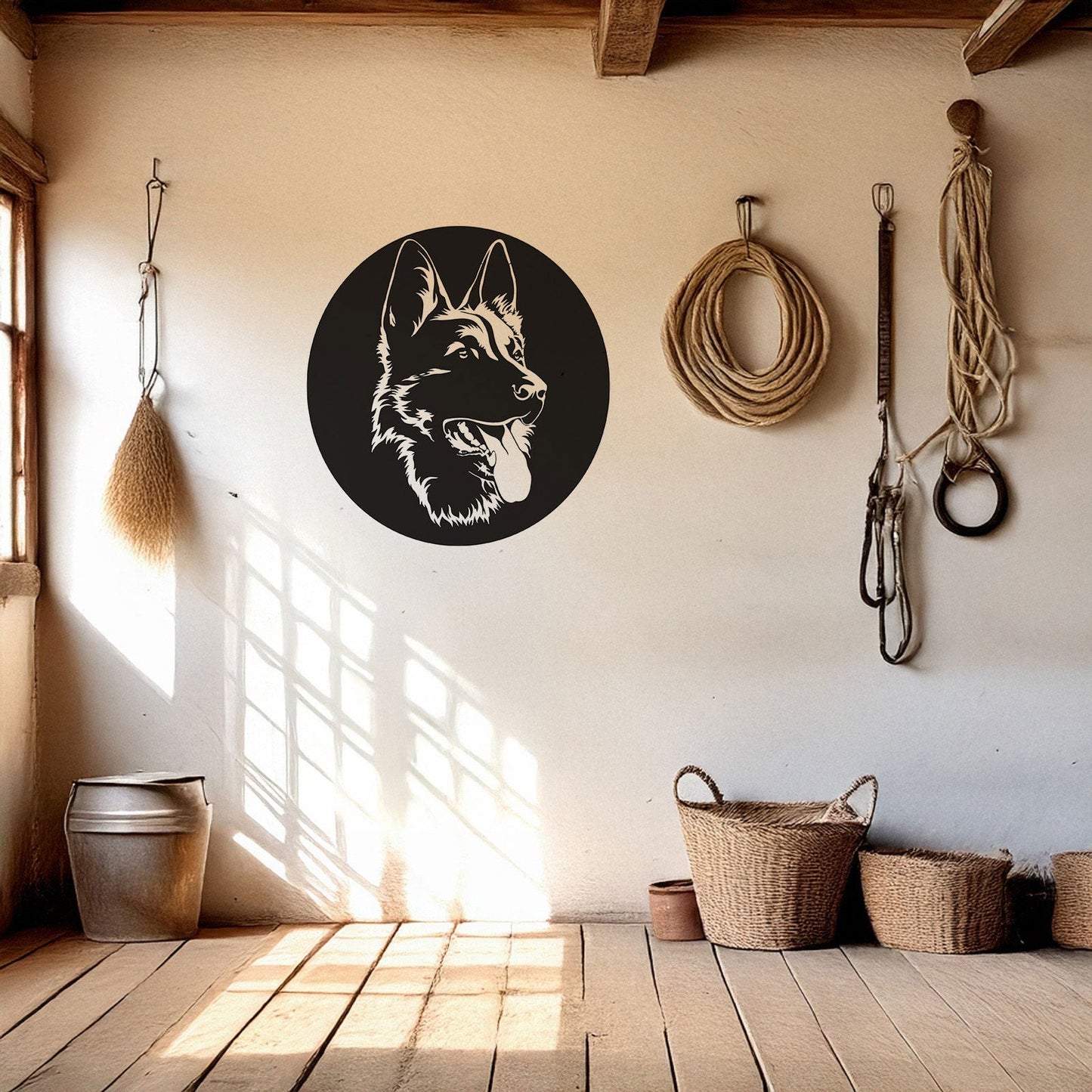 German Shepherd Laser Cut Metal Wall Decor, Black Dog Lover Gift, Pet-Themed Wall Art, 3 Sizes