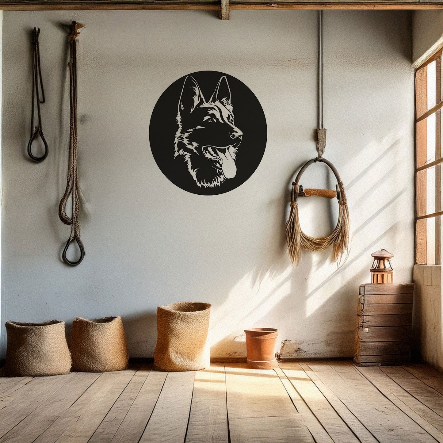 German Shepherd Laser Cut Metal Wall Decor, Black Dog Lover Gift, Pet-Themed Wall Art, 3 Sizes