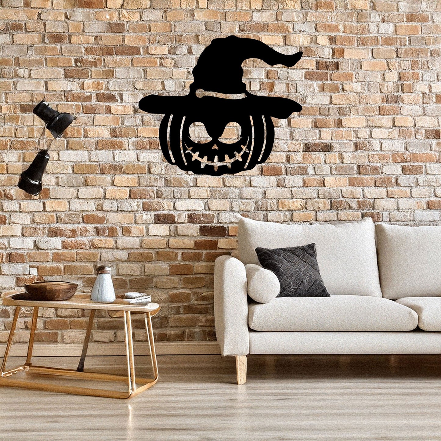 Halloween Pumpkin Metal Wall Decor, Black Laser Cut Pumpkin with Witch Hat, Spooky Halloween Wall Art, 3 Sizes
