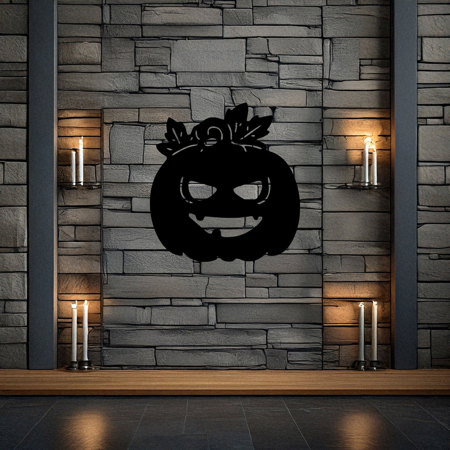 Halloween Pumpkin Metal Wall Decor, Black Laser Cut Spooky Pumpkin Wall Art, Halloween Decoration, 3 Sizes Available