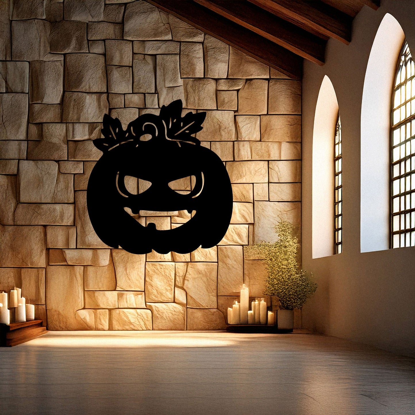 Halloween Pumpkin Metal Wall Decor, Black Laser Cut Spooky Pumpkin Wall Art, Halloween Decoration, 3 Sizes Available