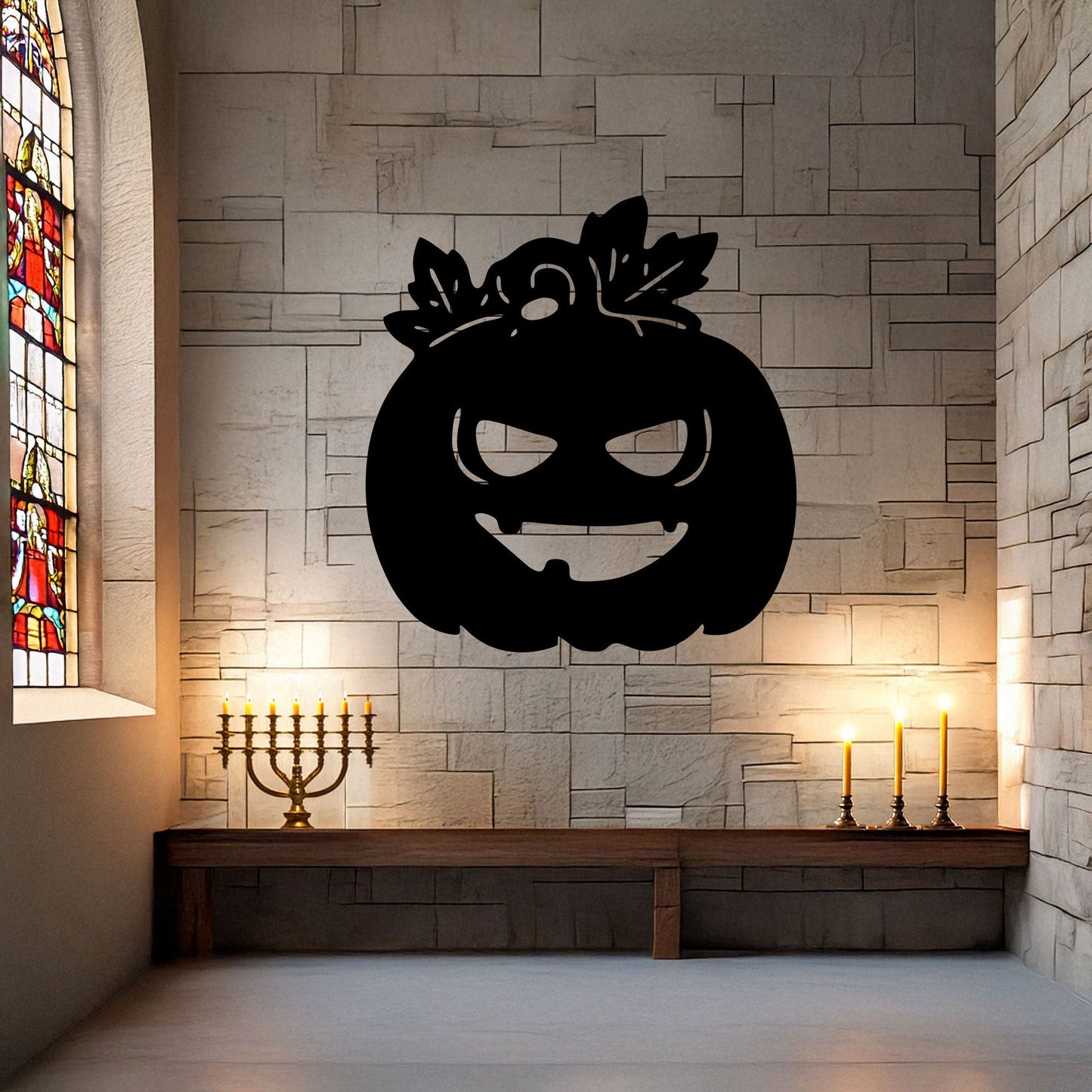 Halloween Pumpkin Metal Wall Decor, Black Laser Cut Spooky Pumpkin Wall Art, Halloween Decoration, 3 Sizes Available