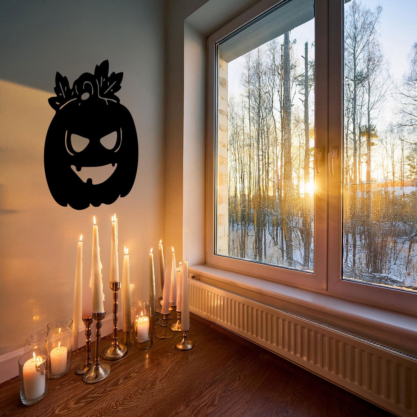 Halloween Pumpkin Metal Wall Decor, Black Laser Cut Spooky Pumpkin Wall Art, Halloween Decoration, 3 Sizes Available
