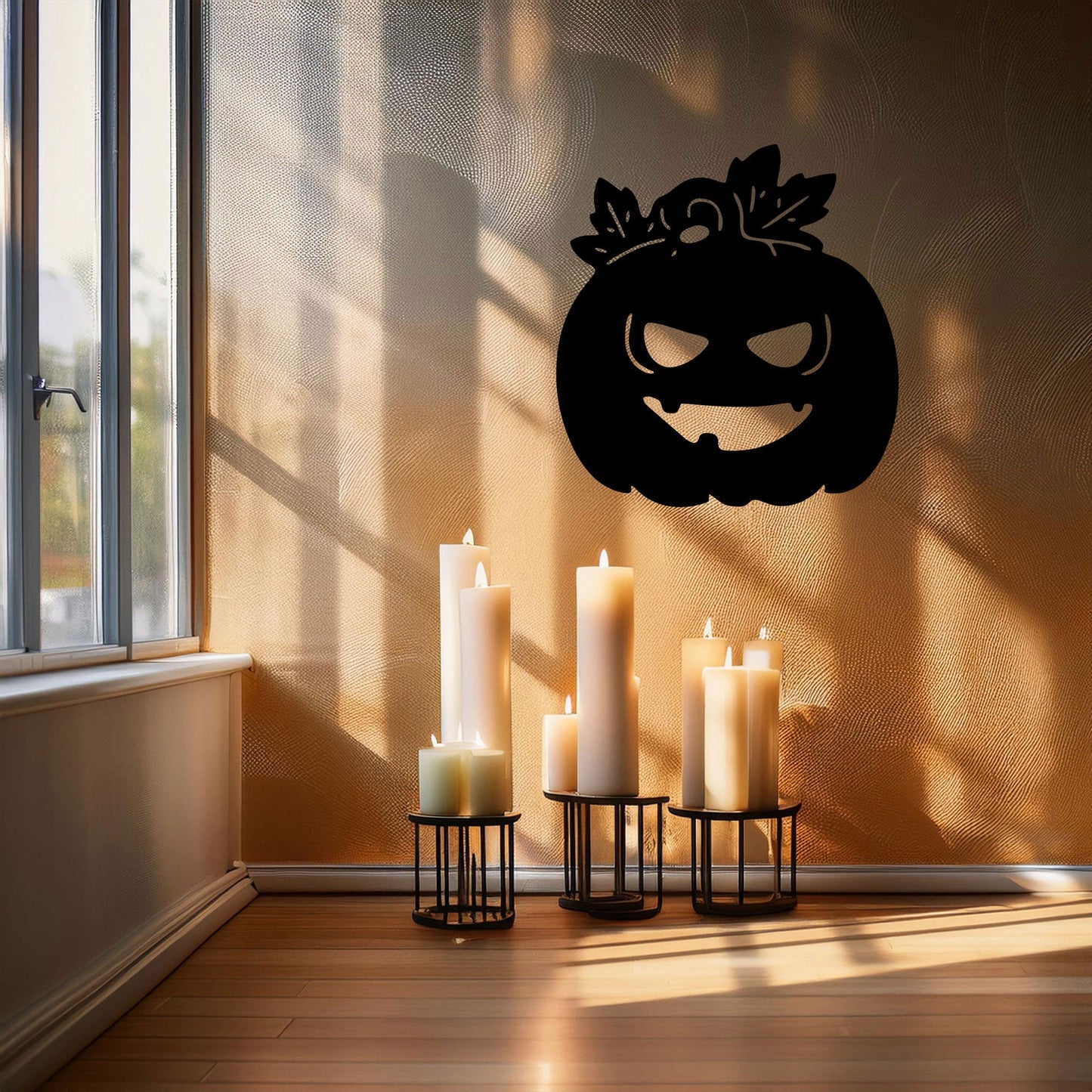 Halloween Pumpkin Metal Wall Decor, Black Laser Cut Spooky Pumpkin Wall Art, Halloween Decoration, 3 Sizes Available