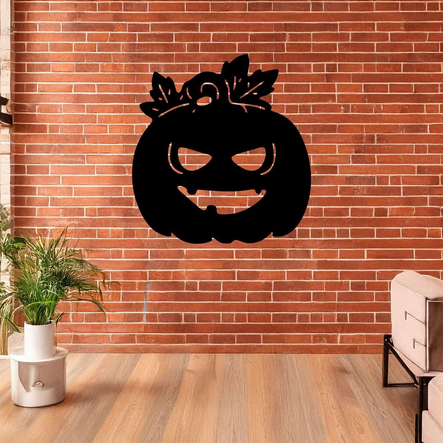 Halloween Pumpkin Metal Wall Decor, Black Laser Cut Spooky Pumpkin Wall Art, Halloween Decoration, 3 Sizes Available