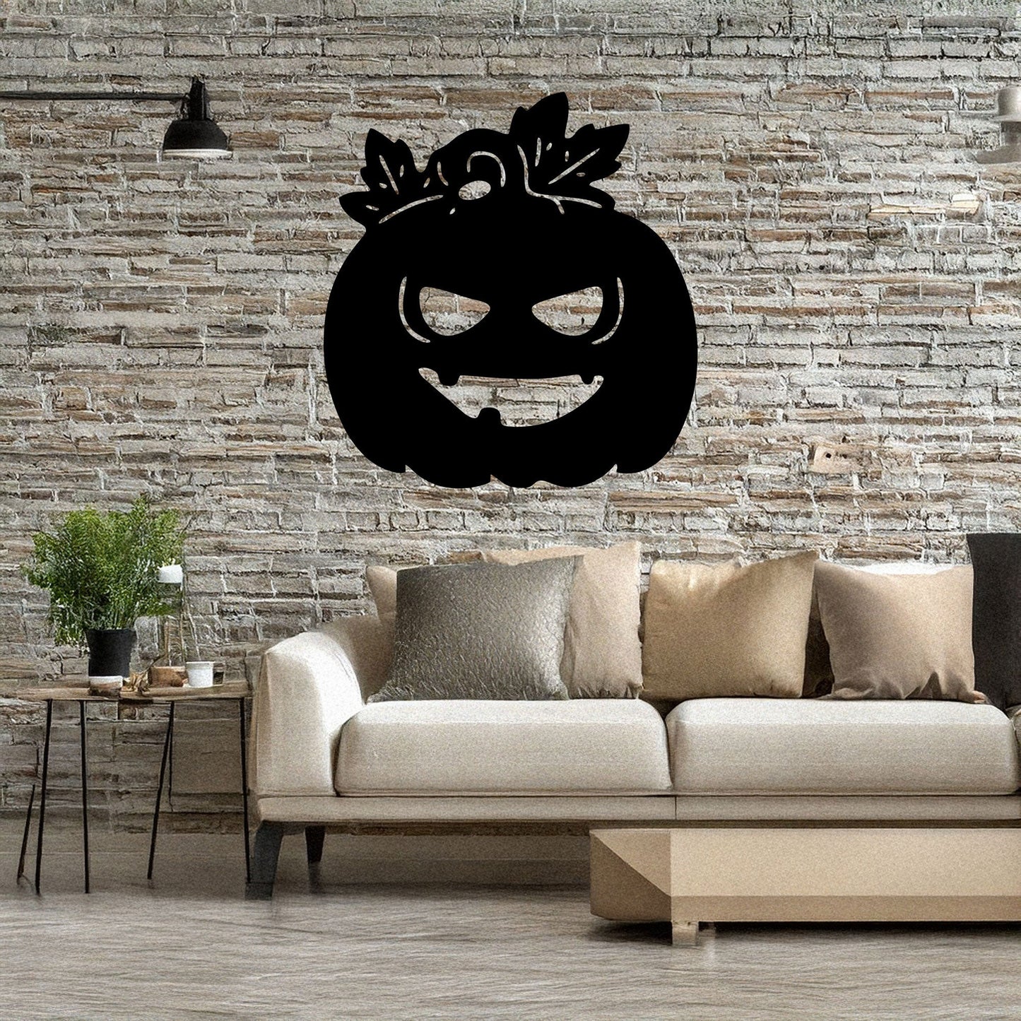 Halloween Pumpkin Metal Wall Decor, Black Laser Cut Spooky Pumpkin Wall Art, Halloween Decoration, 3 Sizes Available