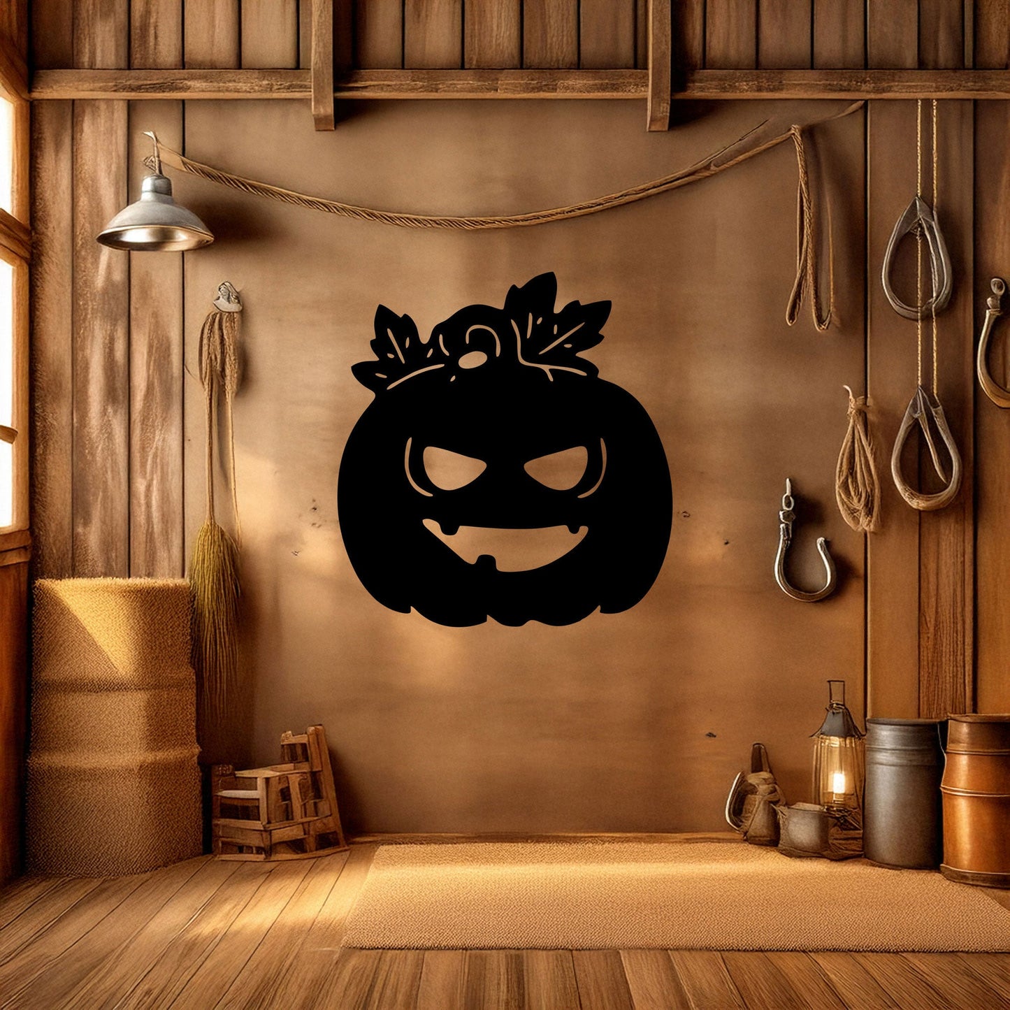 Halloween Pumpkin Metal Wall Decor, Black Laser Cut Spooky Pumpkin Wall Art, Halloween Decoration, 3 Sizes Available