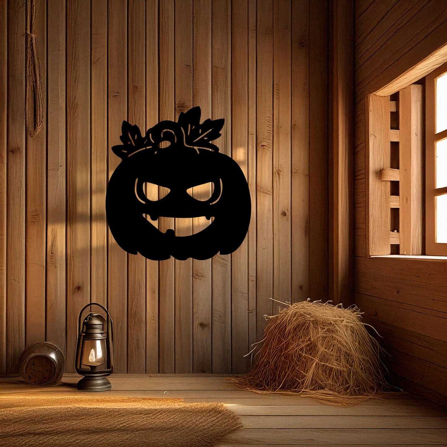 Halloween Pumpkin Metal Wall Decor, Black Laser Cut Spooky Pumpkin Wall Art, Halloween Decoration, 3 Sizes Available