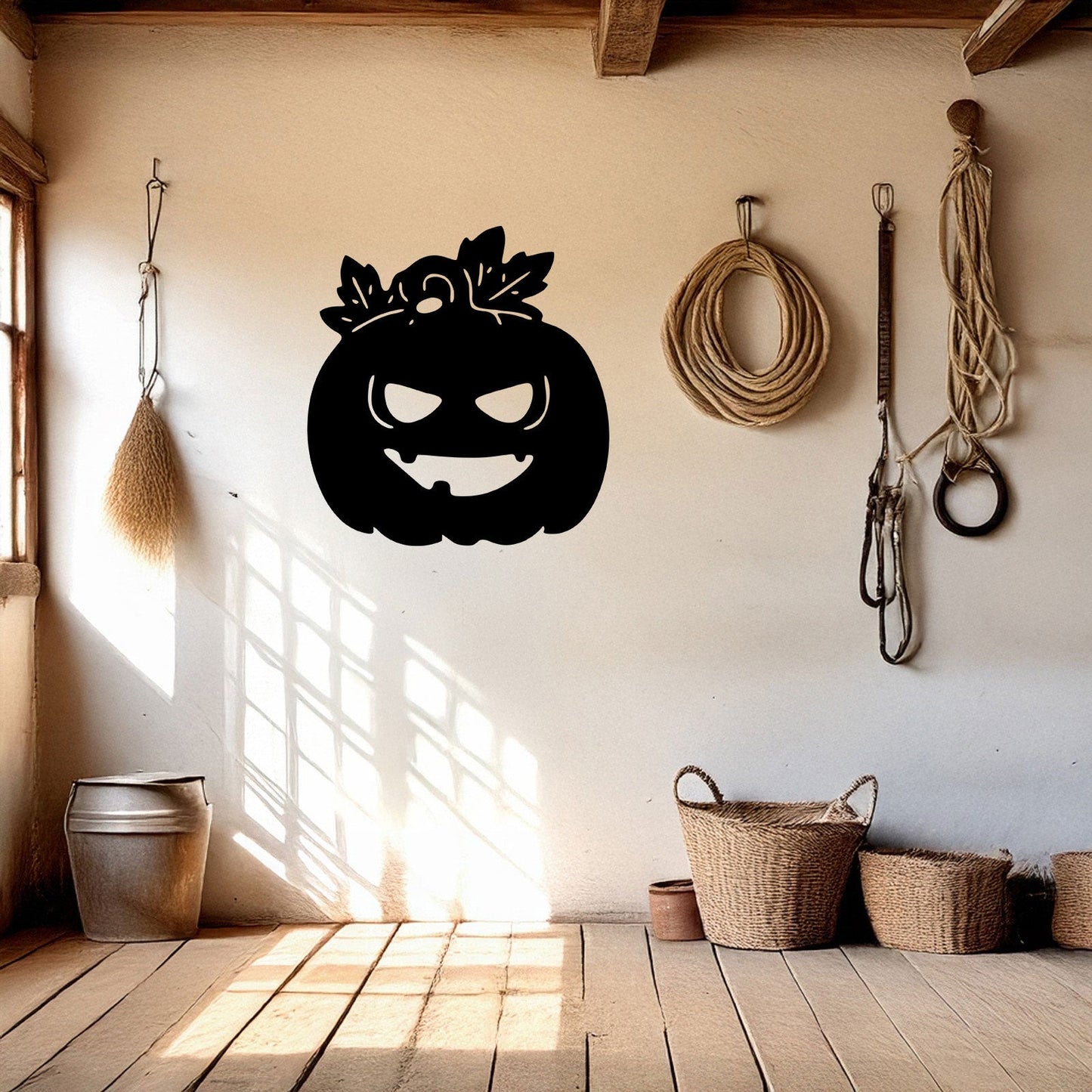 Halloween Pumpkin Metal Wall Decor, Black Laser Cut Spooky Pumpkin Wall Art, Halloween Decoration, 3 Sizes Available