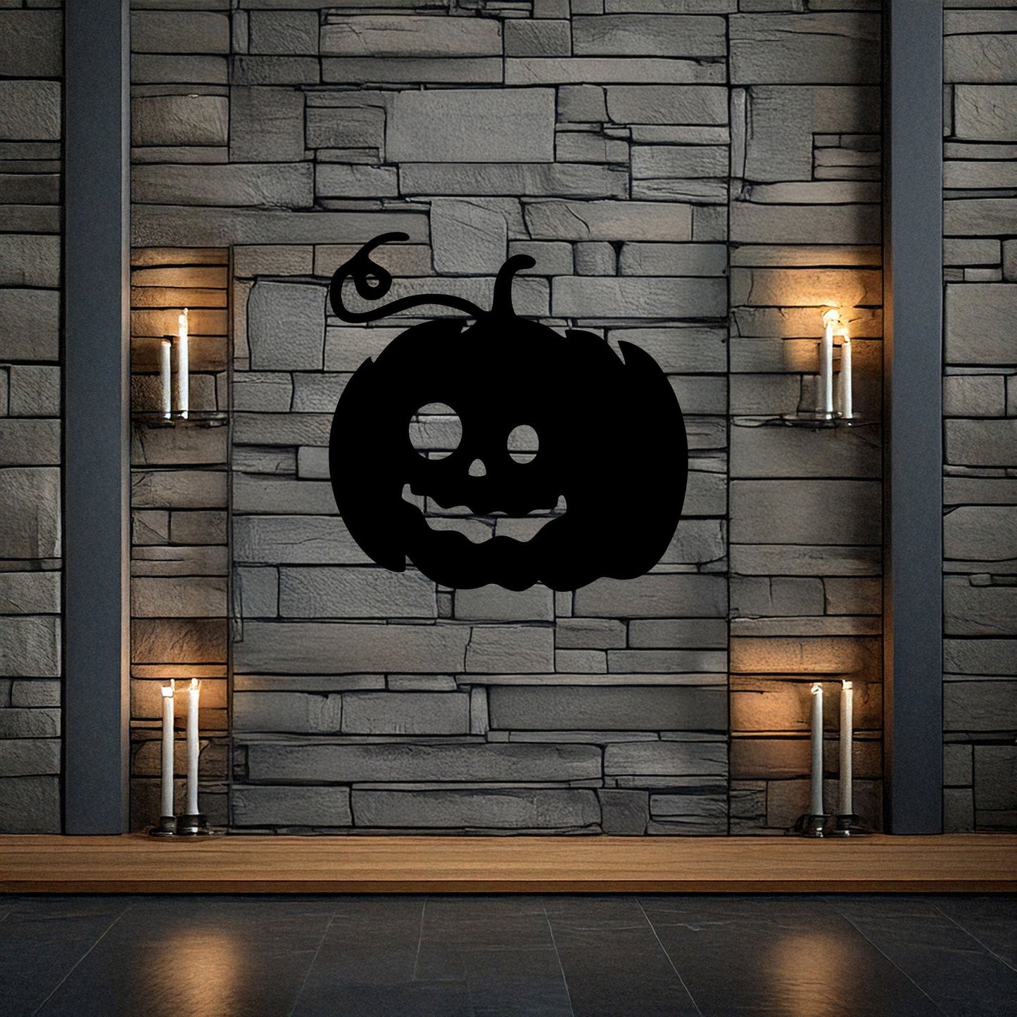 Halloween Pumpkin Metal Wall Decor, Black Laser Cut Pumpkin Art, Spooky Halloween Home Decoration, 3 Sizes Available