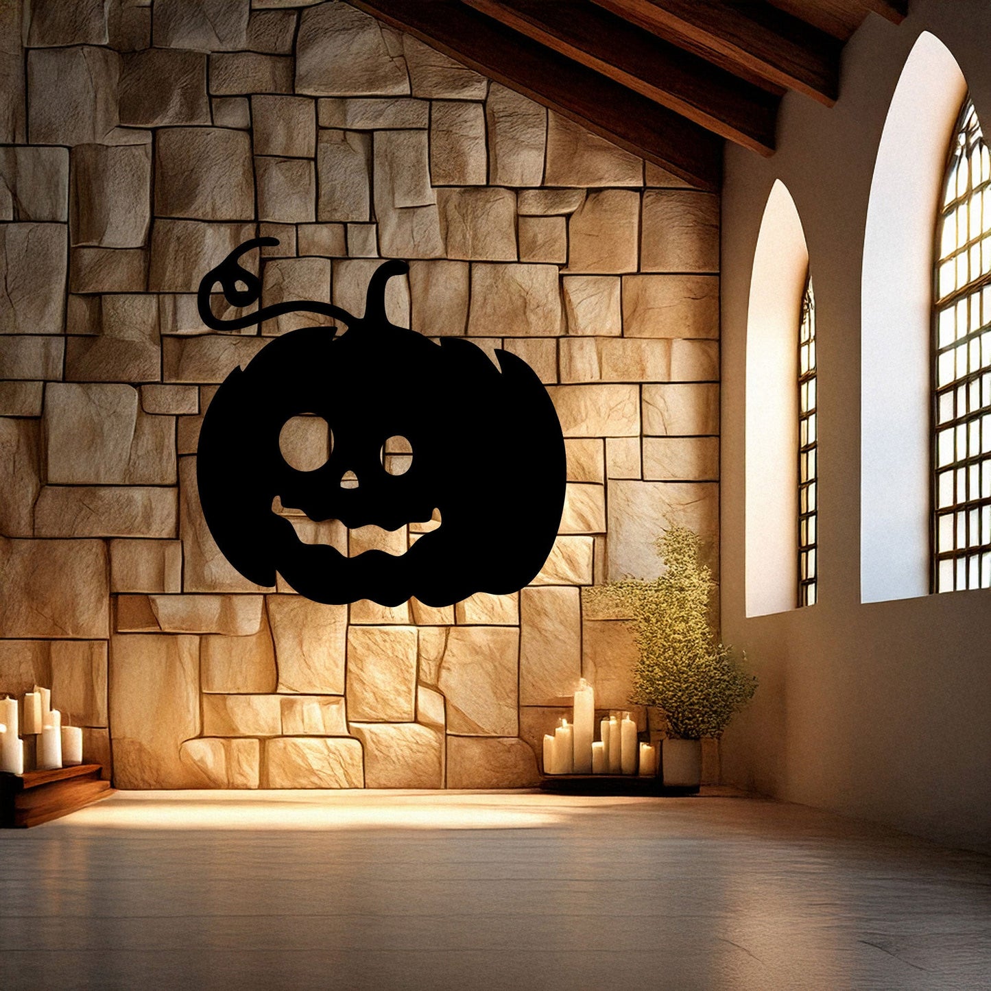 Halloween Pumpkin Metal Wall Decor, Black Laser Cut Pumpkin Art, Spooky Halloween Home Decoration, 3 Sizes Available