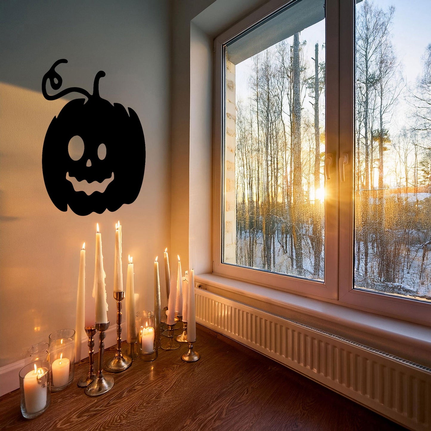 Halloween Pumpkin Metal Wall Decor, Black Laser Cut Pumpkin Art, Spooky Halloween Home Decoration, 3 Sizes Available
