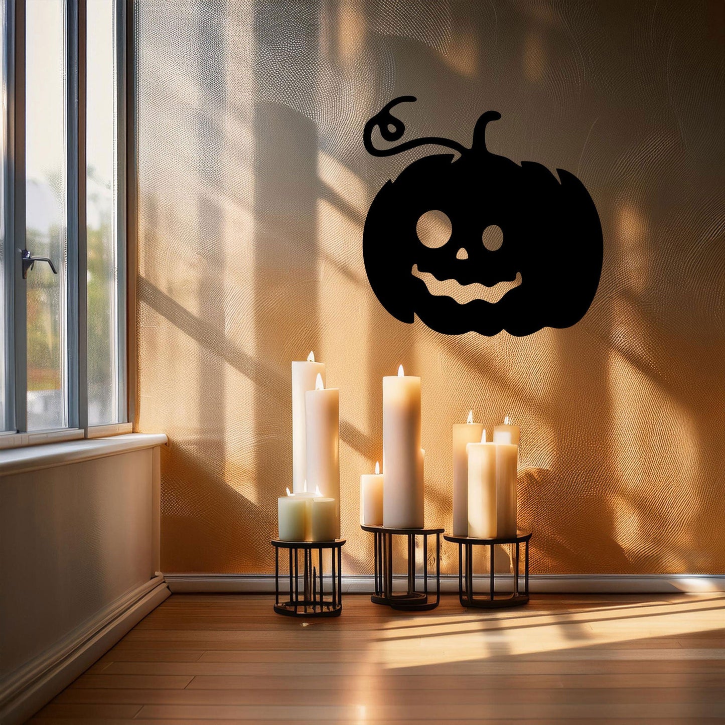 Halloween Pumpkin Metal Wall Decor, Black Laser Cut Pumpkin Art, Spooky Halloween Home Decoration, 3 Sizes Available