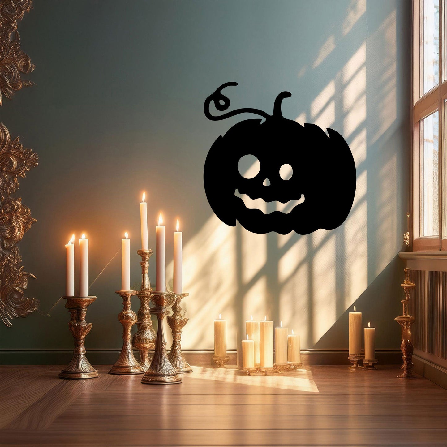 Halloween Pumpkin Metal Wall Decor, Black Laser Cut Pumpkin Art, Spooky Halloween Home Decoration, 3 Sizes Available
