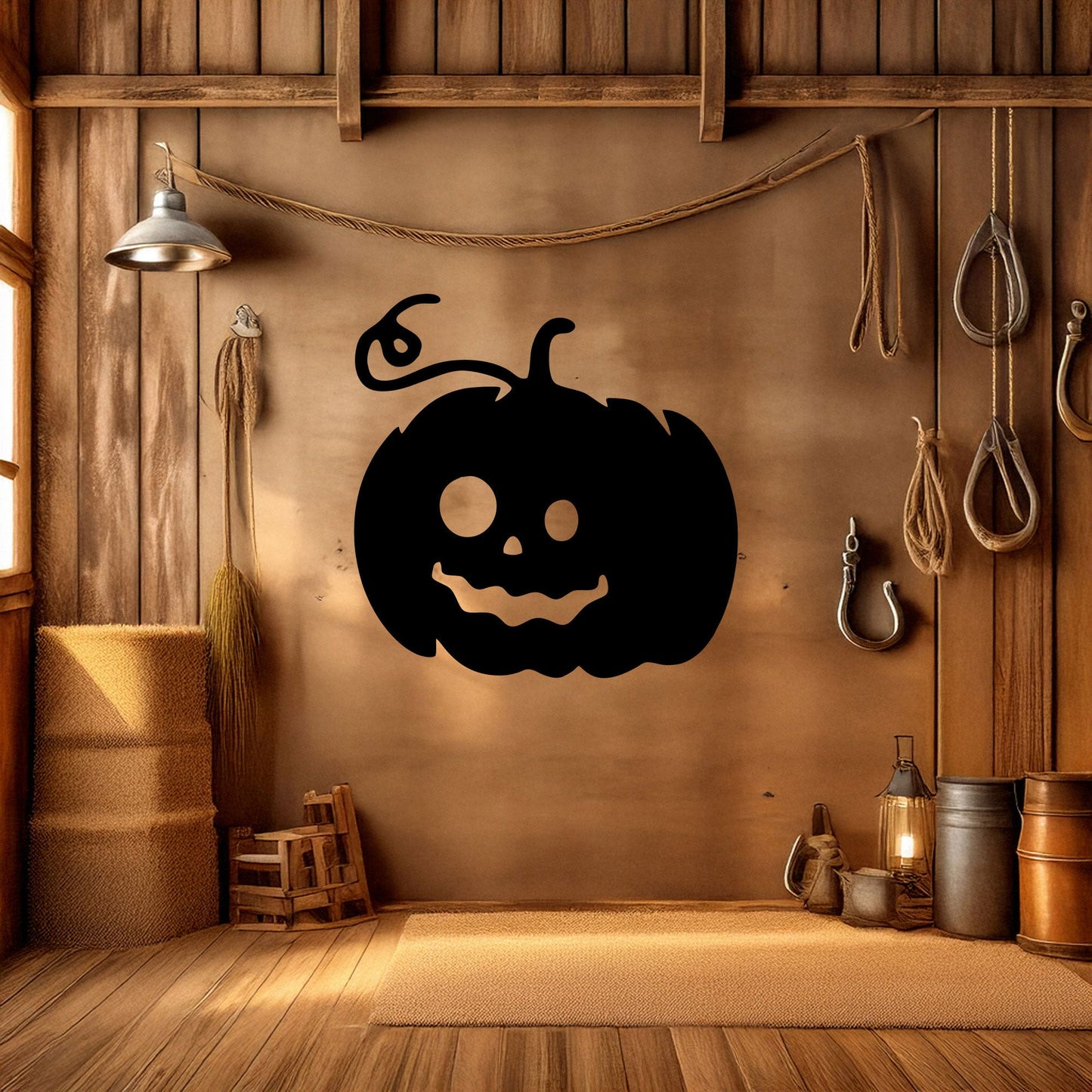 Halloween Pumpkin Metal Wall Decor, Black Laser Cut Pumpkin Art, Spooky Halloween Home Decoration, 3 Sizes Available