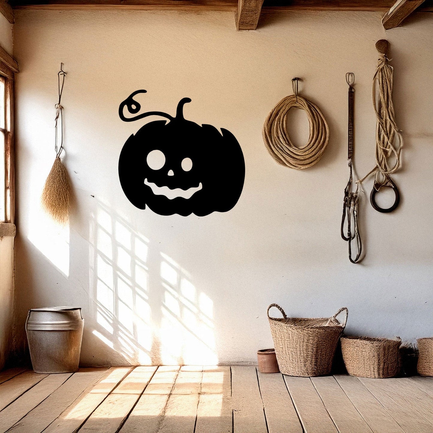 Halloween Pumpkin Metal Wall Decor, Black Laser Cut Pumpkin Art, Spooky Halloween Home Decoration, 3 Sizes Available
