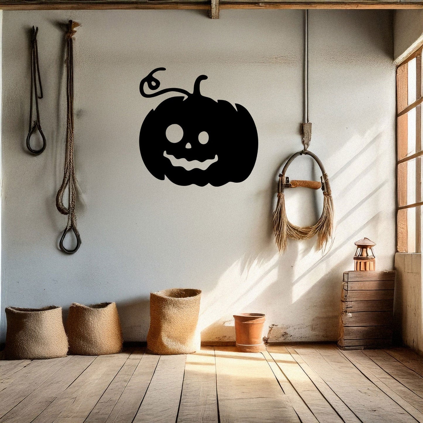 Halloween Pumpkin Metal Wall Decor, Black Laser Cut Pumpkin Art, Spooky Halloween Home Decoration, 3 Sizes Available