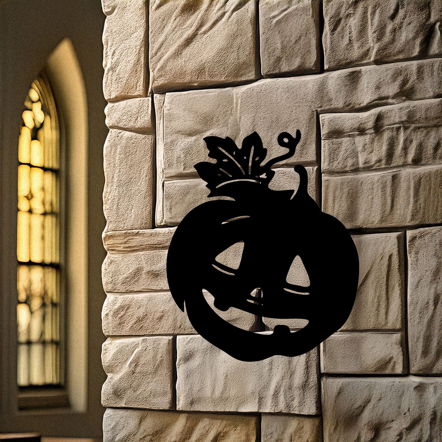Halloween Pumpkin Metal Wall Art, Spooky Laser Cut Pumpkin Design, Black Metal Wall Decor for Halloween, 3 Sizes Available