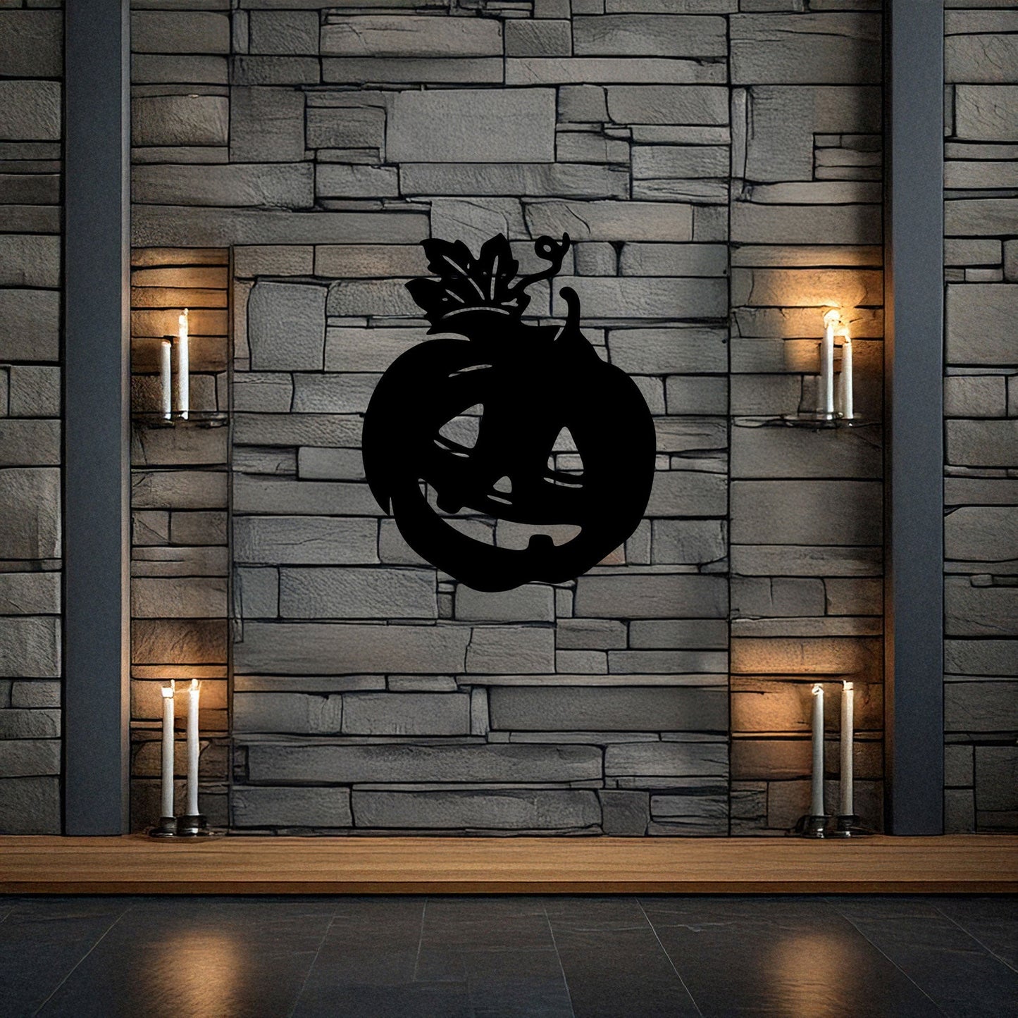 Halloween Pumpkin Metal Wall Art, Spooky Laser Cut Pumpkin Design, Black Metal Wall Decor for Halloween, 3 Sizes Available
