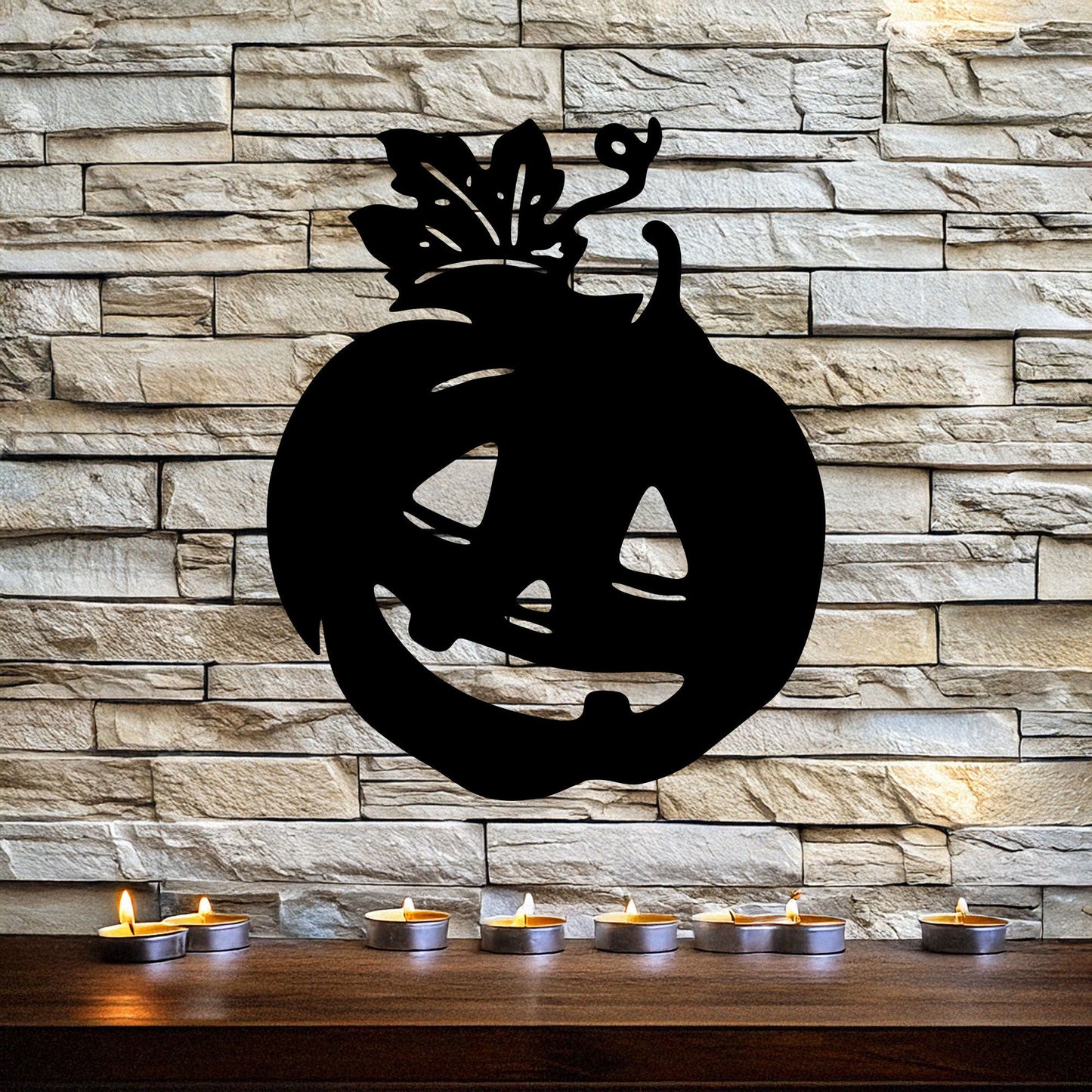 Halloween Pumpkin Metal Wall Art, Spooky Laser Cut Pumpkin Design, Black Metal Wall Decor for Halloween, 3 Sizes Available