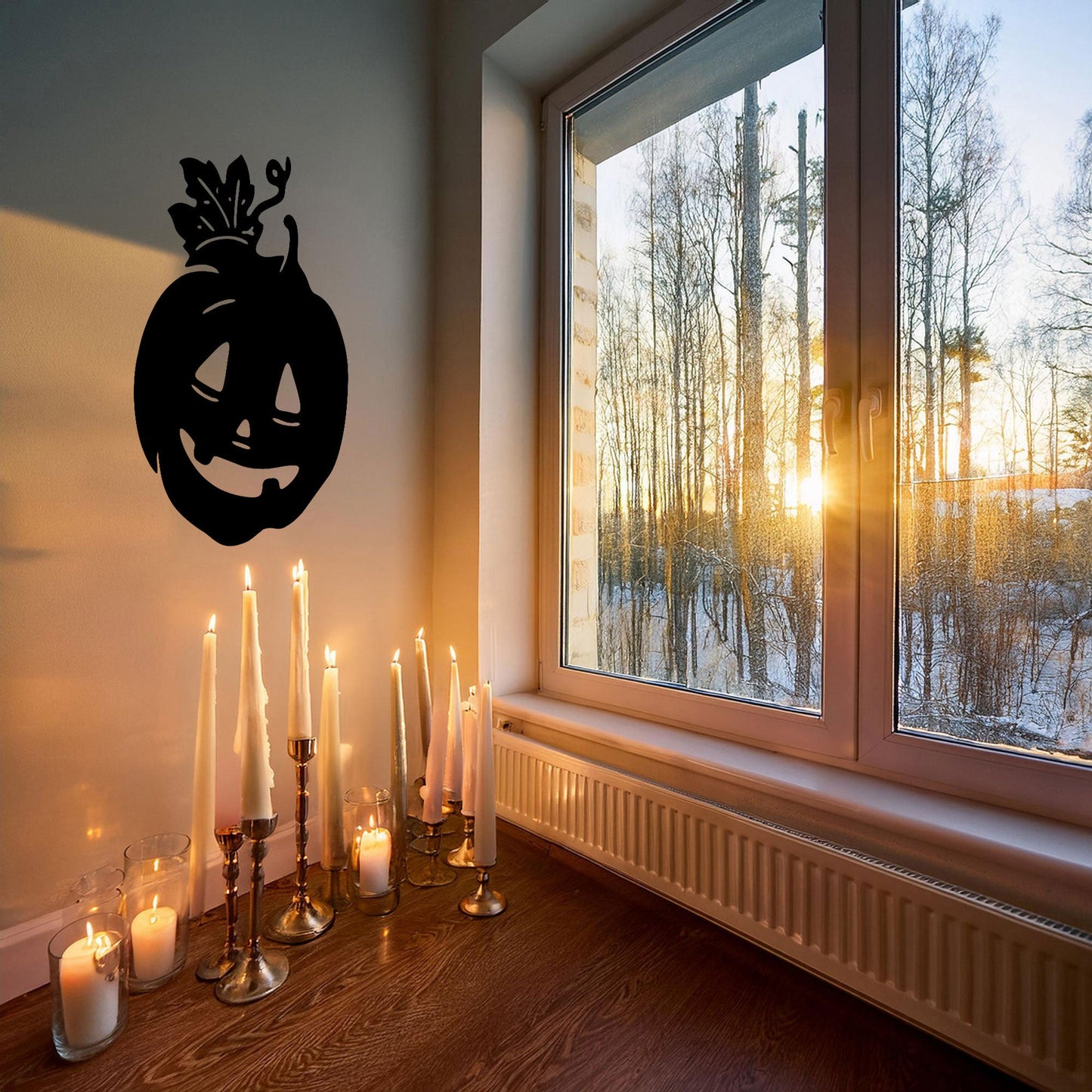 Halloween Pumpkin Metal Wall Art, Spooky Laser Cut Pumpkin Design, Black Metal Wall Decor for Halloween, 3 Sizes Available