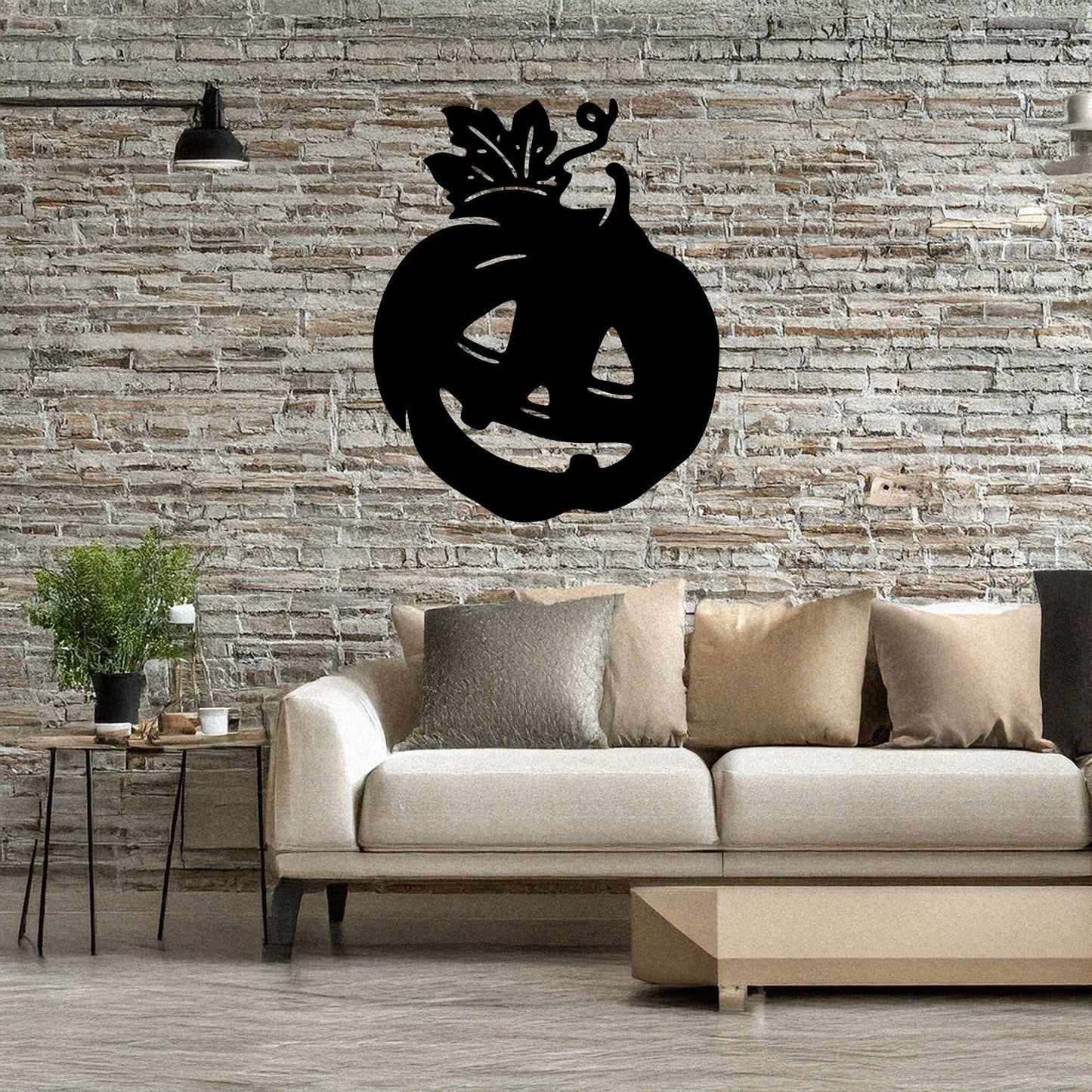 Halloween Pumpkin Metal Wall Art, Spooky Laser Cut Pumpkin Design, Black Metal Wall Decor for Halloween, 3 Sizes Available