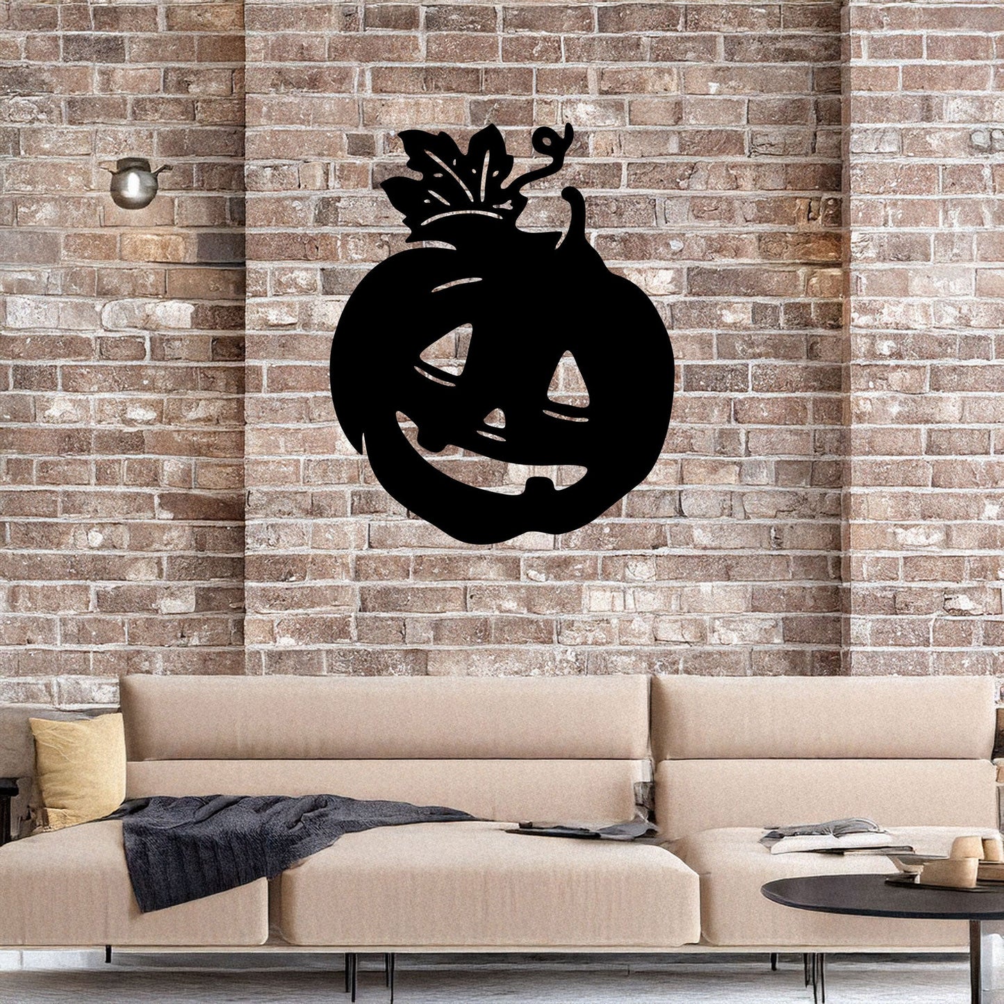 Halloween Pumpkin Metal Wall Art, Spooky Laser Cut Pumpkin Design, Black Metal Wall Decor for Halloween, 3 Sizes Available