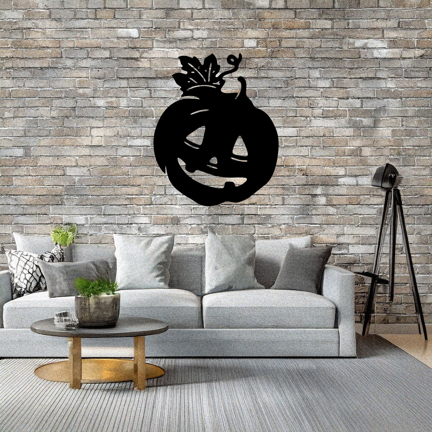 Halloween Pumpkin Metal Wall Art, Spooky Laser Cut Pumpkin Design, Black Metal Wall Decor for Halloween, 3 Sizes Available
