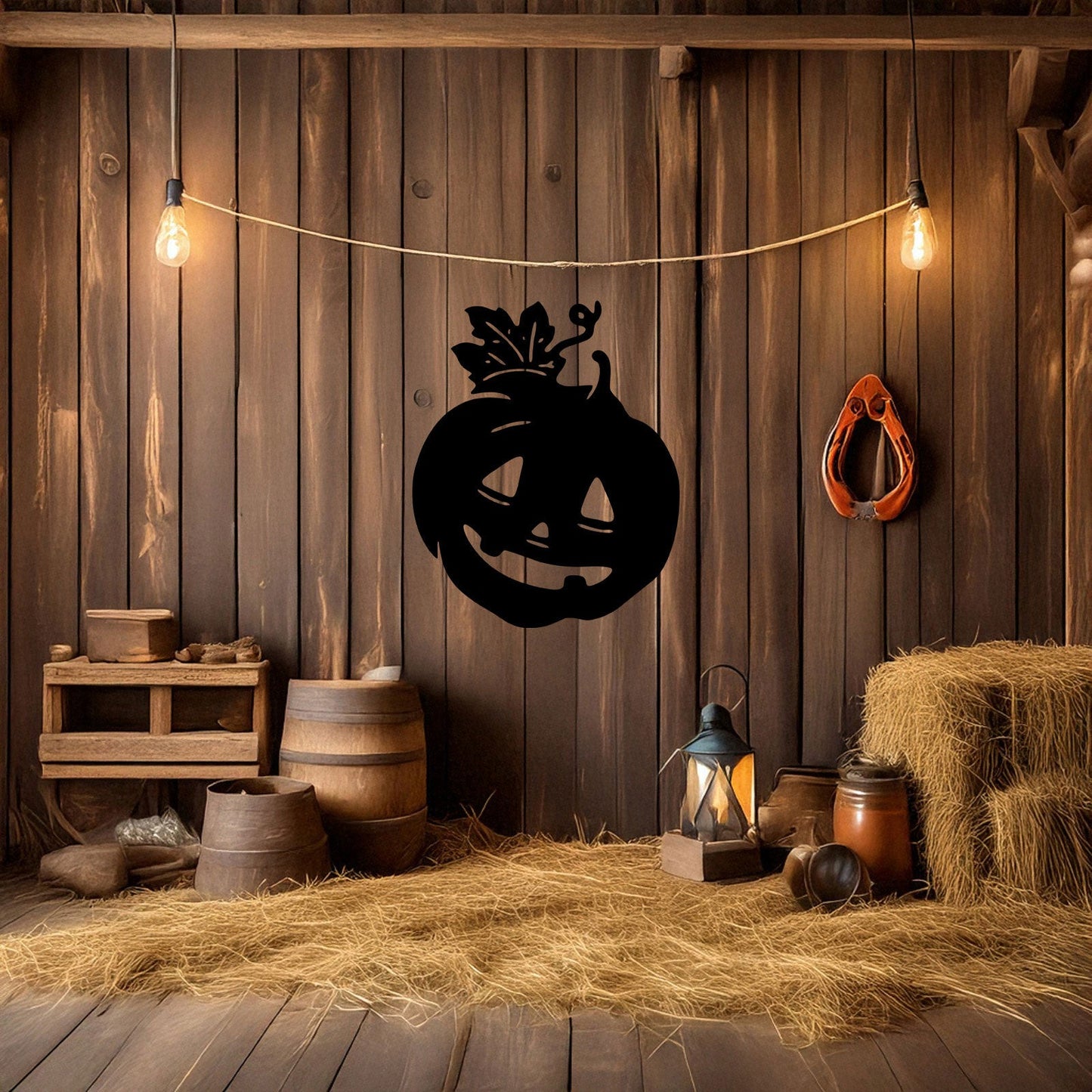 Halloween Pumpkin Metal Wall Art, Spooky Laser Cut Pumpkin Design, Black Metal Wall Decor for Halloween, 3 Sizes Available