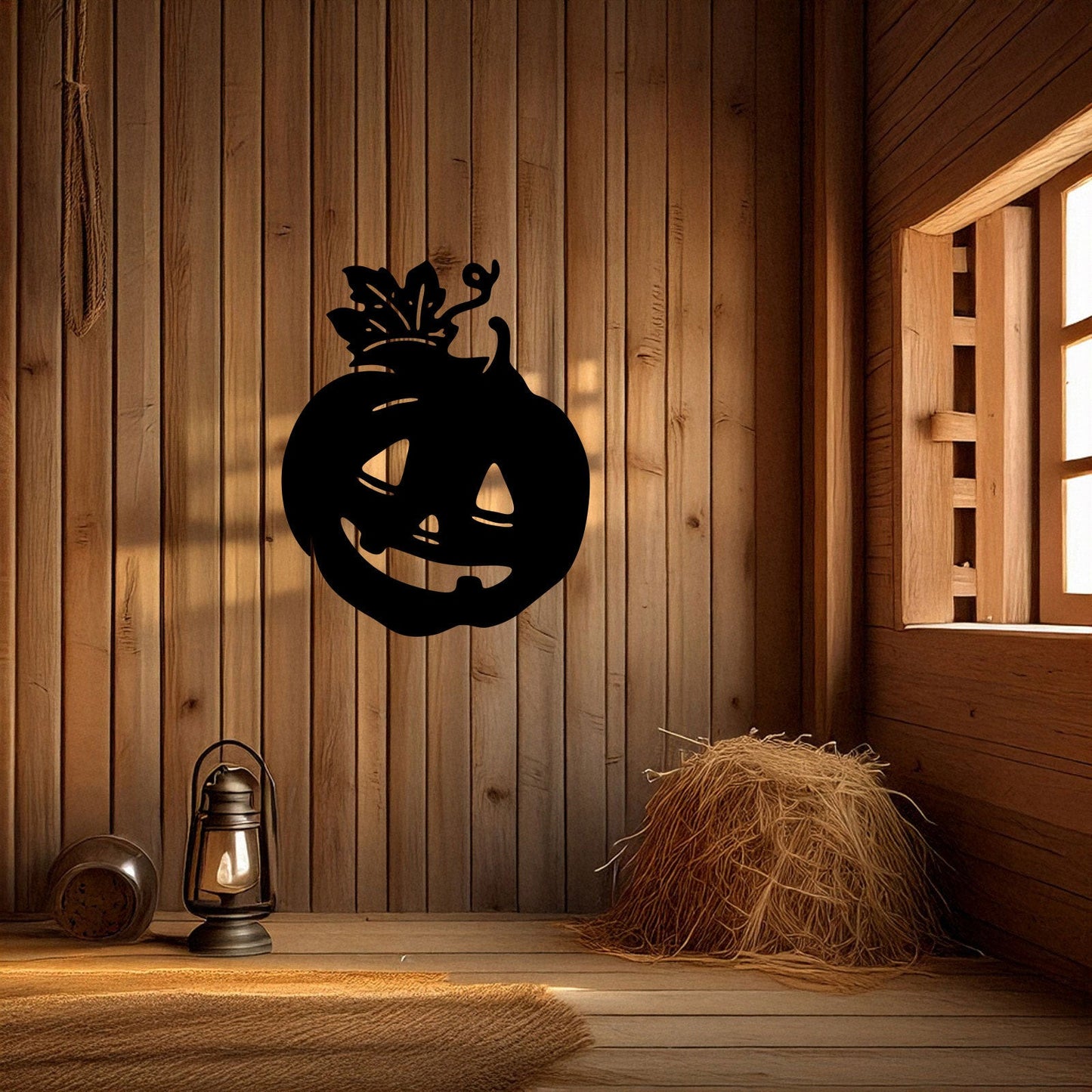 Halloween Pumpkin Metal Wall Art, Spooky Laser Cut Pumpkin Design, Black Metal Wall Decor for Halloween, 3 Sizes Available