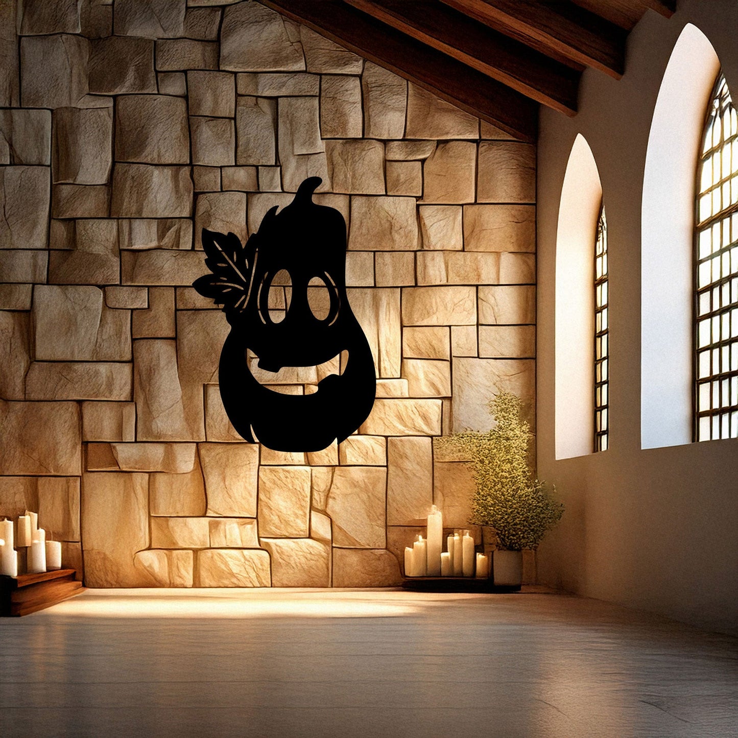 Halloween Pumpkin Wall Art, Laser Cut Metal Pumpkin Decor, Black Metal Halloween Decoration, 3 Sizes