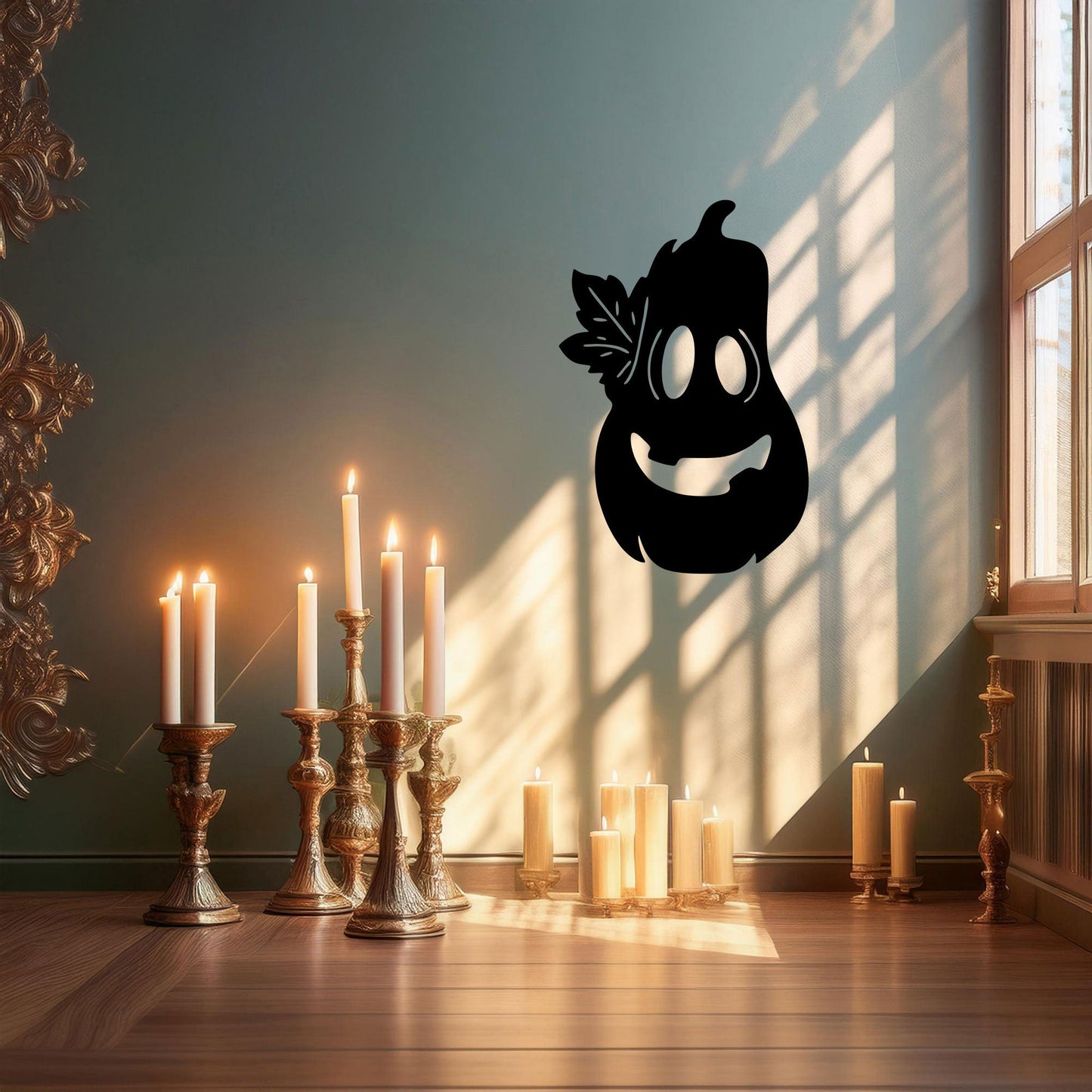 Halloween Pumpkin Wall Art, Laser Cut Metal Pumpkin Decor, Black Metal Halloween Decoration, 3 Sizes