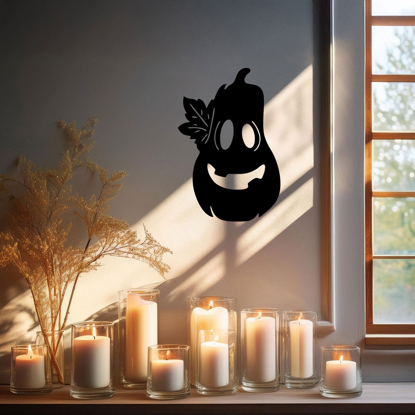 Halloween Pumpkin Wall Art, Laser Cut Metal Pumpkin Decor, Black Metal Halloween Decoration, 3 Sizes