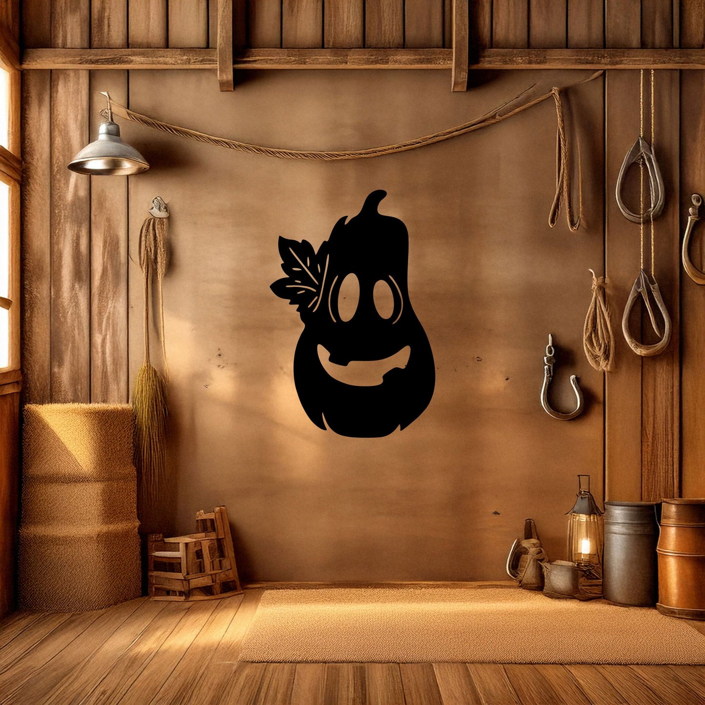 Halloween Pumpkin Wall Art, Laser Cut Metal Pumpkin Decor, Black Metal Halloween Decoration, 3 Sizes