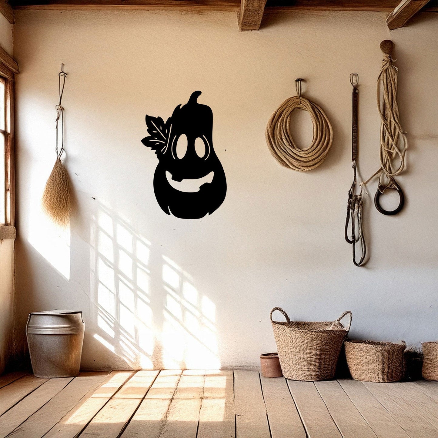Halloween Pumpkin Wall Art, Laser Cut Metal Pumpkin Decor, Black Metal Halloween Decoration, 3 Sizes