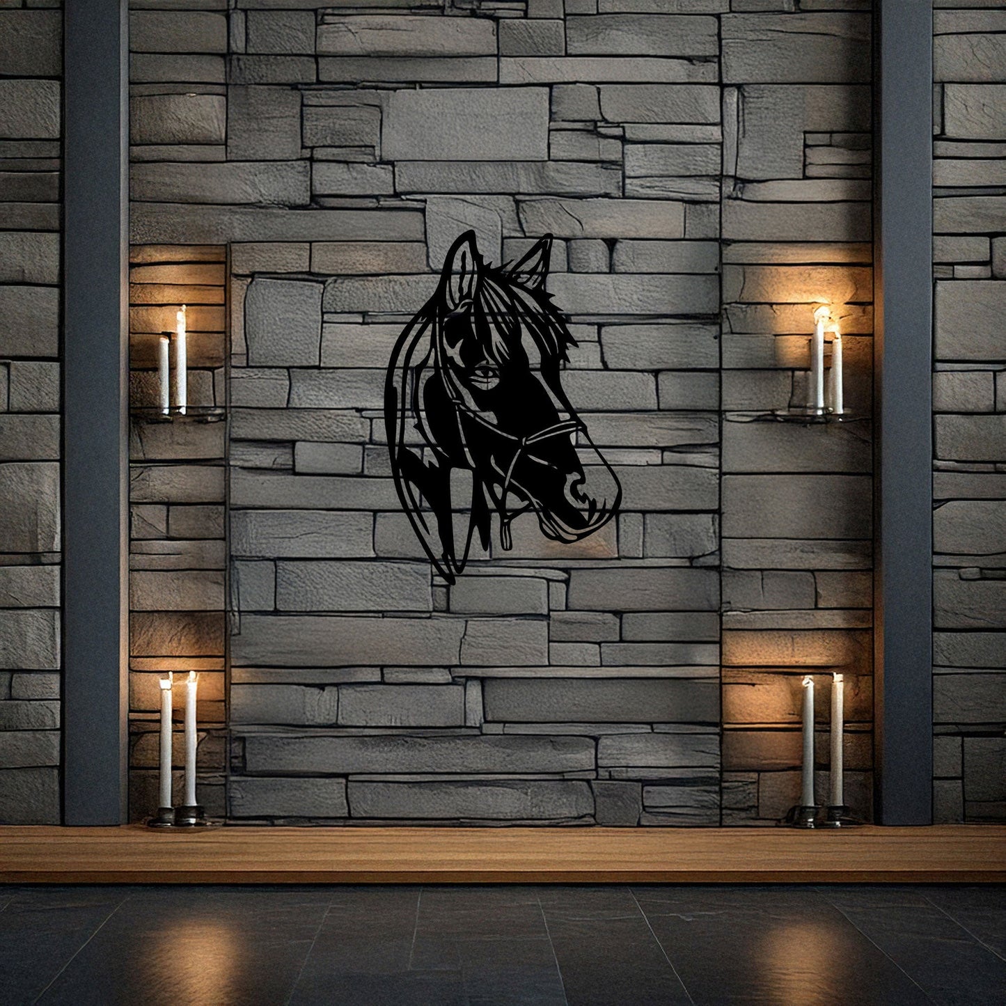 Elegant Horse Head Wall Art, Laser Cut Black Metal Horse Decor, Equestrian Gift, 3 Sizes