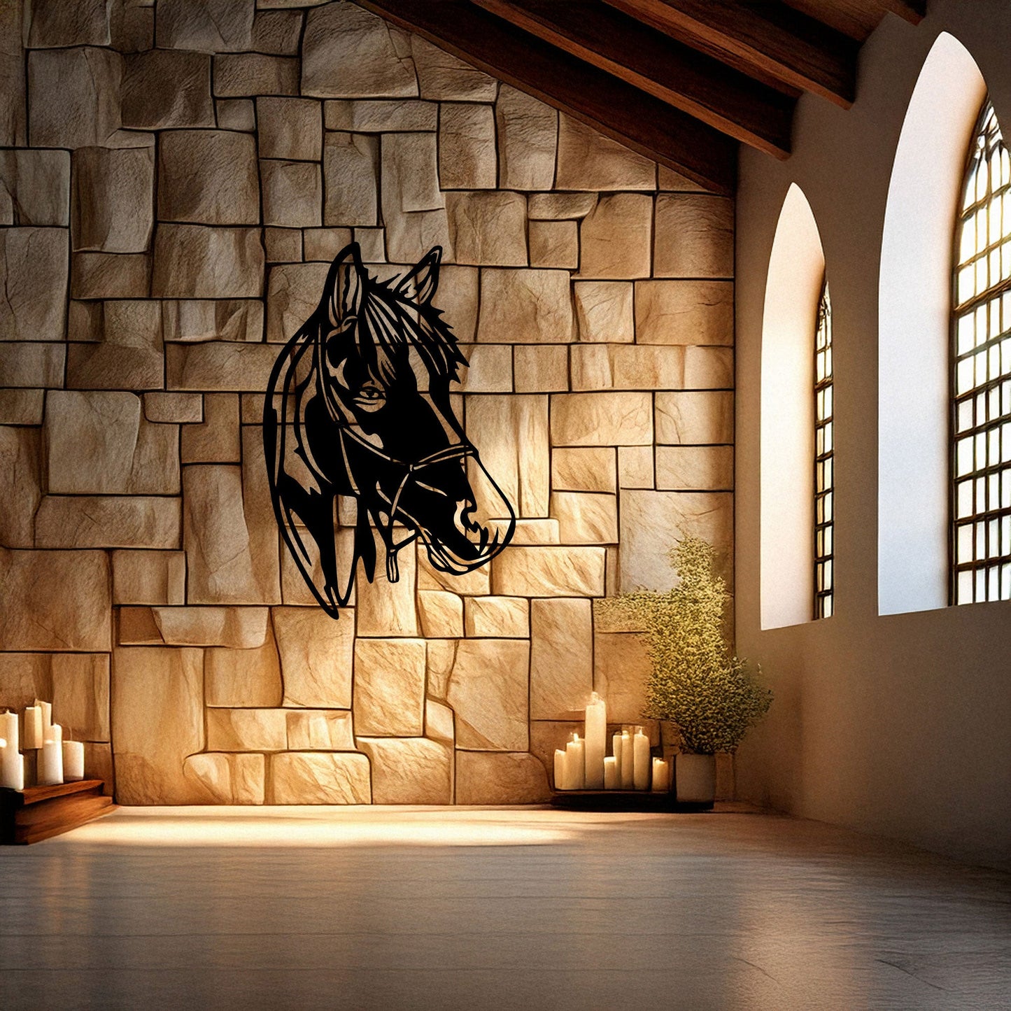 Elegant Horse Head Wall Art, Laser Cut Black Metal Horse Decor, Equestrian Gift, 3 Sizes