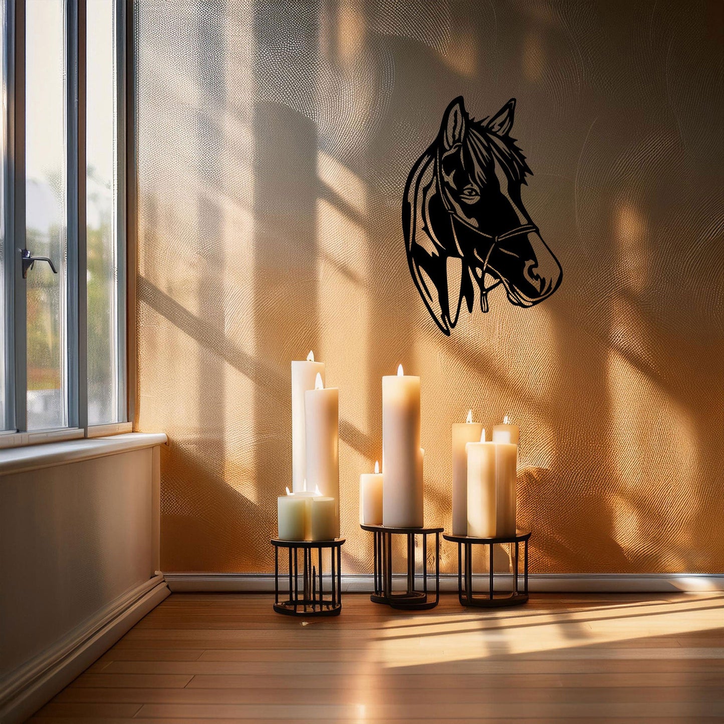 Elegant Horse Head Wall Art, Laser Cut Black Metal Horse Decor, Equestrian Gift, 3 Sizes