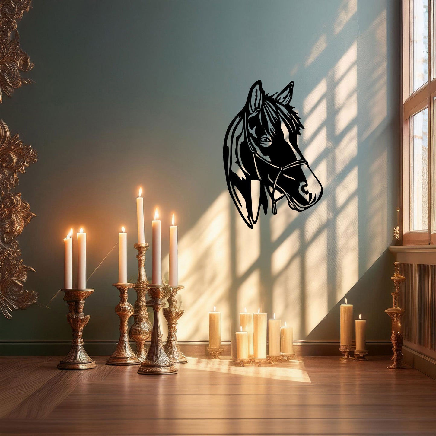 Elegant Horse Head Wall Art, Laser Cut Black Metal Horse Decor, Equestrian Gift, 3 Sizes