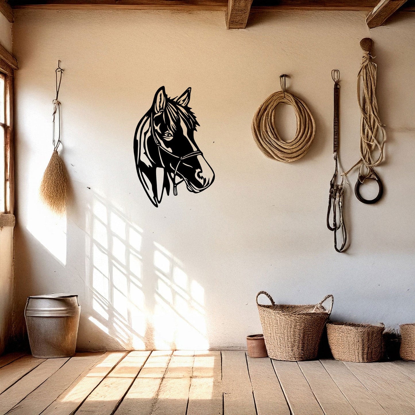 Elegant Horse Head Wall Art, Laser Cut Black Metal Horse Decor, Equestrian Gift, 3 Sizes