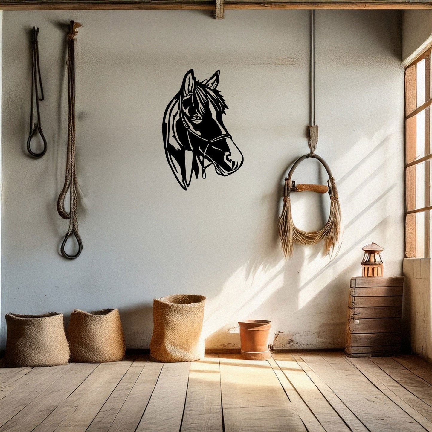 Elegant Horse Head Wall Art, Laser Cut Black Metal Horse Decor, Equestrian Gift, 3 Sizes