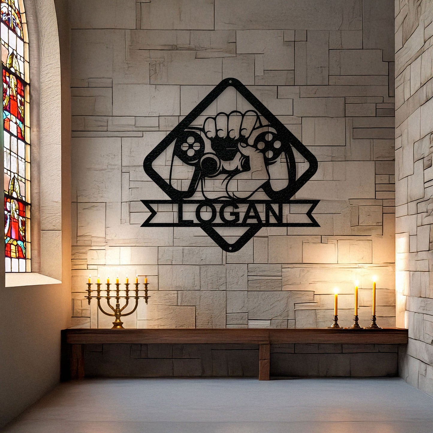 Gamer Metal Wall Art - Personalized Laser Cut Decor, Gaming Room Sign, Gamer Gift Idea, Black Metal Gamer Design, Available in 3 Sizes