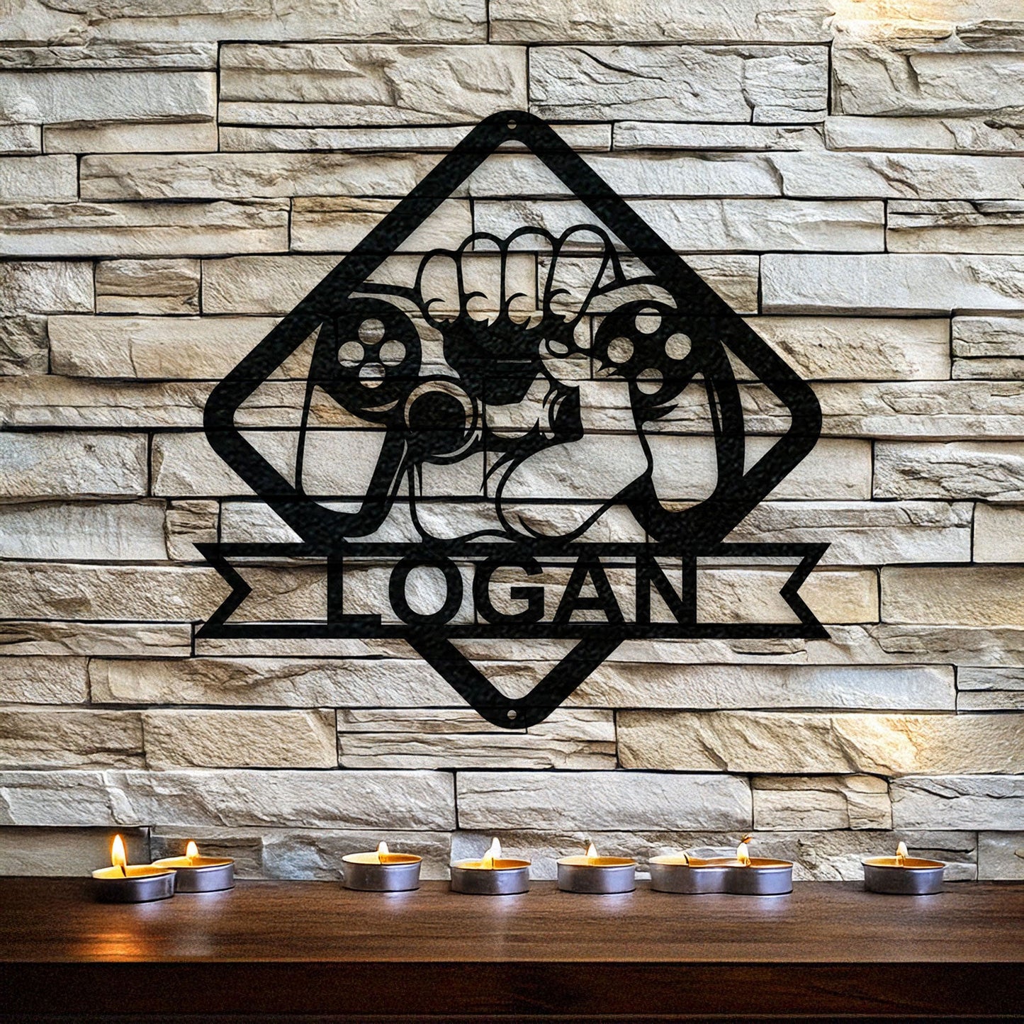 Gamer Metal Wall Art - Personalized Laser Cut Decor, Gaming Room Sign, Gamer Gift Idea, Black Metal Gamer Design, Available in 3 Sizes