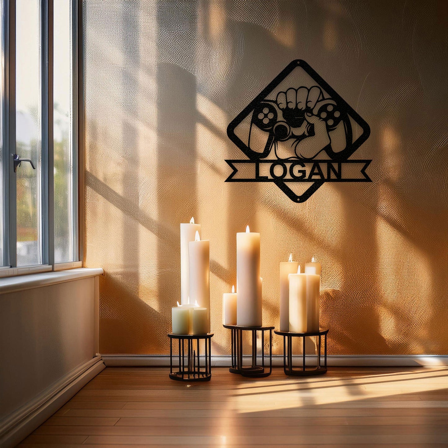 Gamer Metal Wall Art - Personalized Laser Cut Decor, Gaming Room Sign, Gamer Gift Idea, Black Metal Gamer Design, Available in 3 Sizes