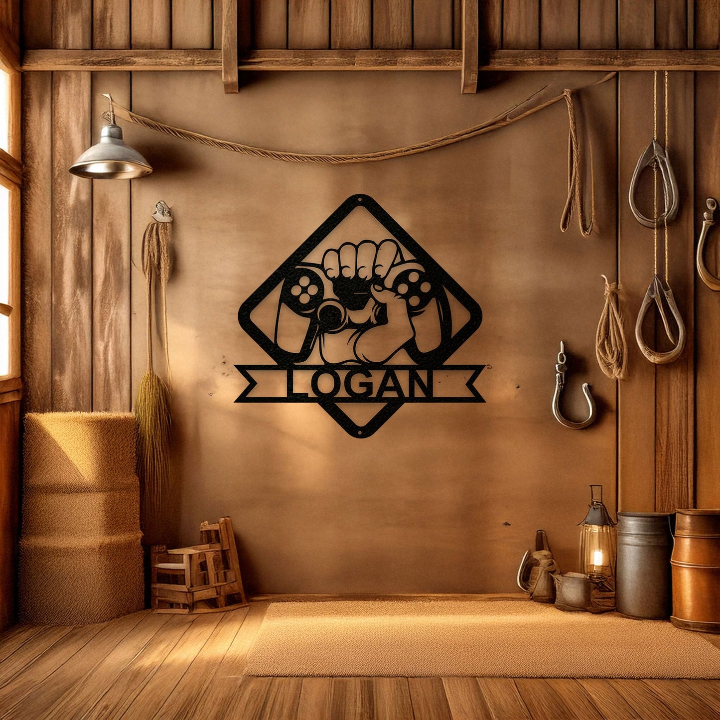 Gamer Metal Wall Art - Personalized Laser Cut Decor, Gaming Room Sign, Gamer Gift Idea, Black Metal Gamer Design, Available in 3 Sizes