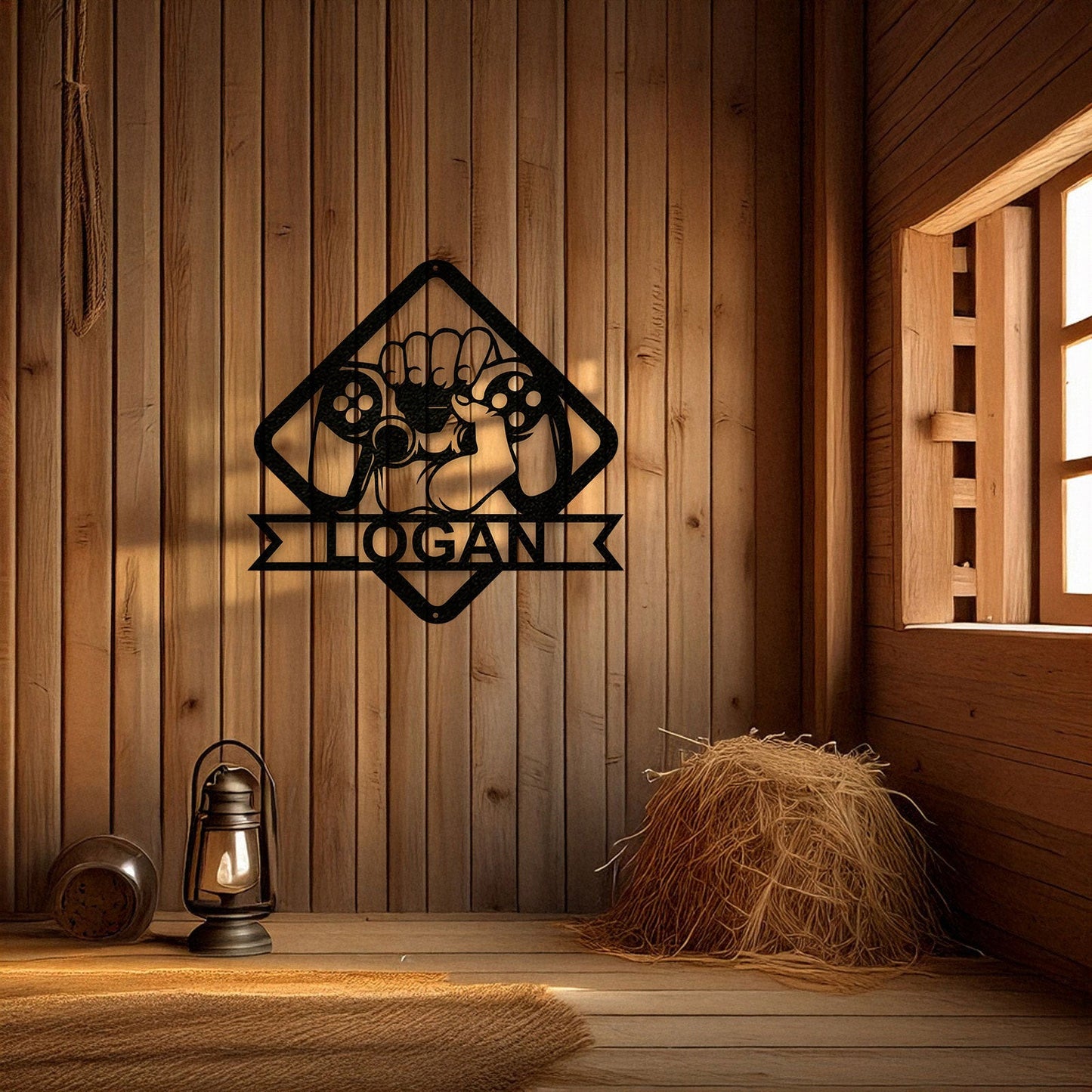 Gamer Metal Wall Art - Personalized Laser Cut Decor, Gaming Room Sign, Gamer Gift Idea, Black Metal Gamer Design, Available in 3 Sizes