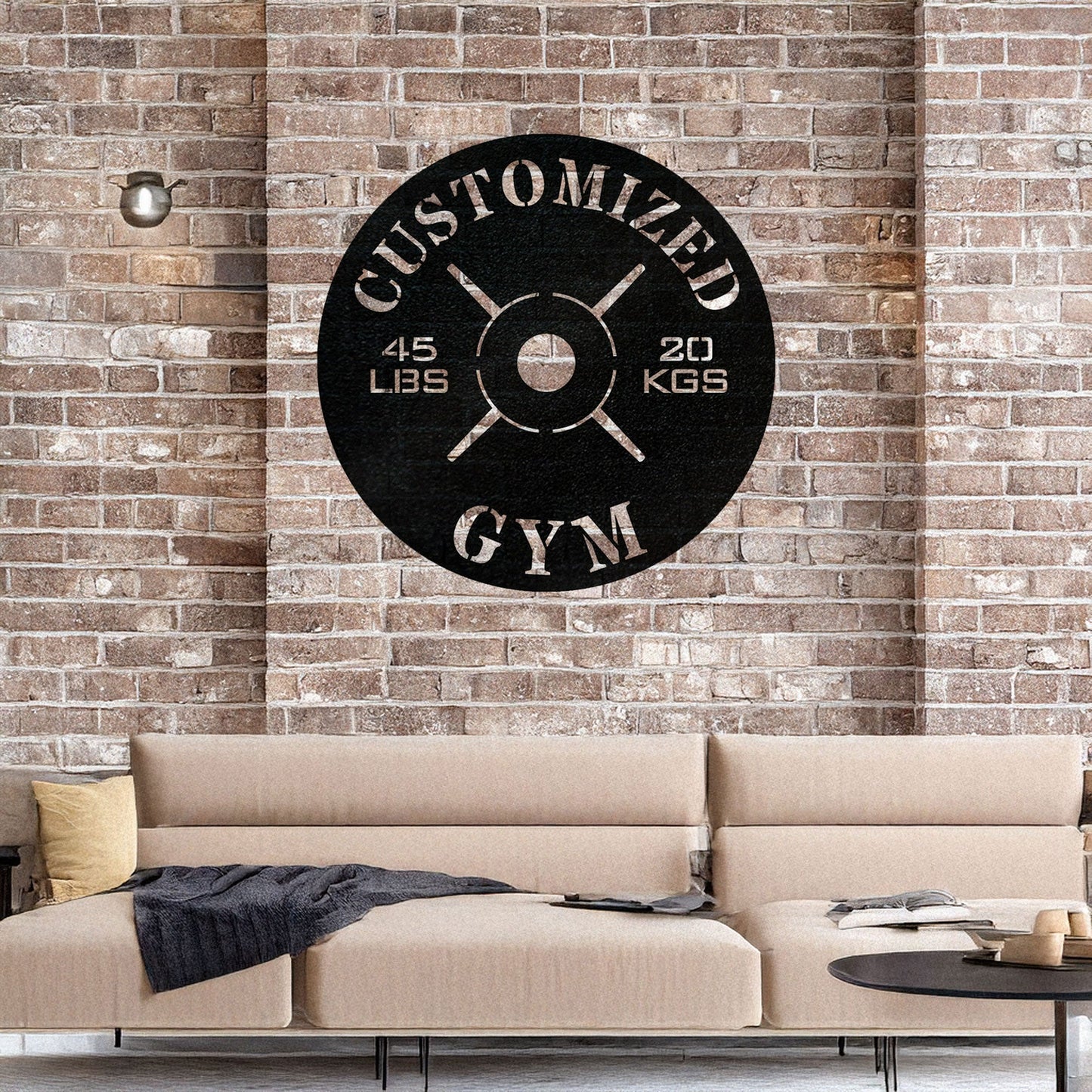 Gym Weight Plate Metal Wall Art - Personalized Laser Cut Black Metal Decor, Fitness Room Sign, Gym Enthusiast Gift, Available in 3 Sizes