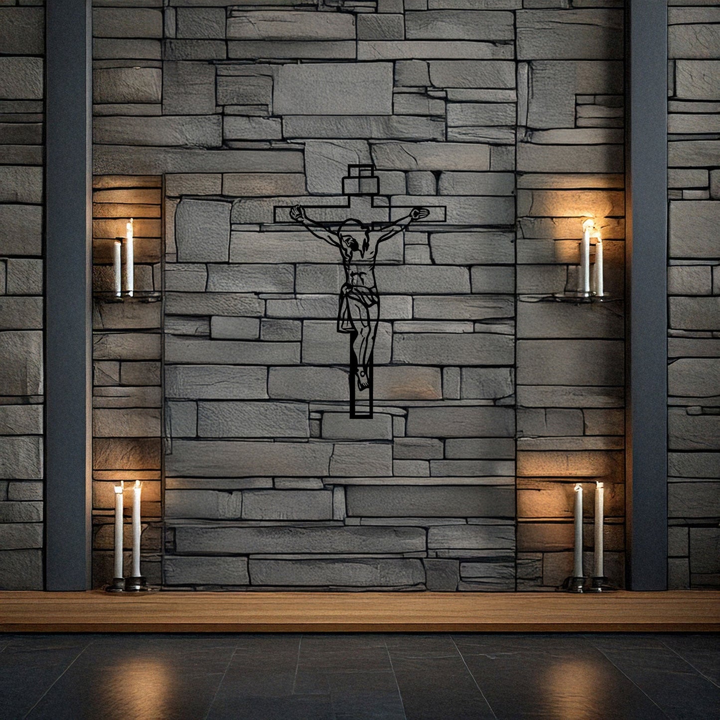 Laser Cut Metal Wall Decor Crucifixion of Jesus Design, Christian Wall Art for Home or Church, 3 Sizes Available, Black Finish