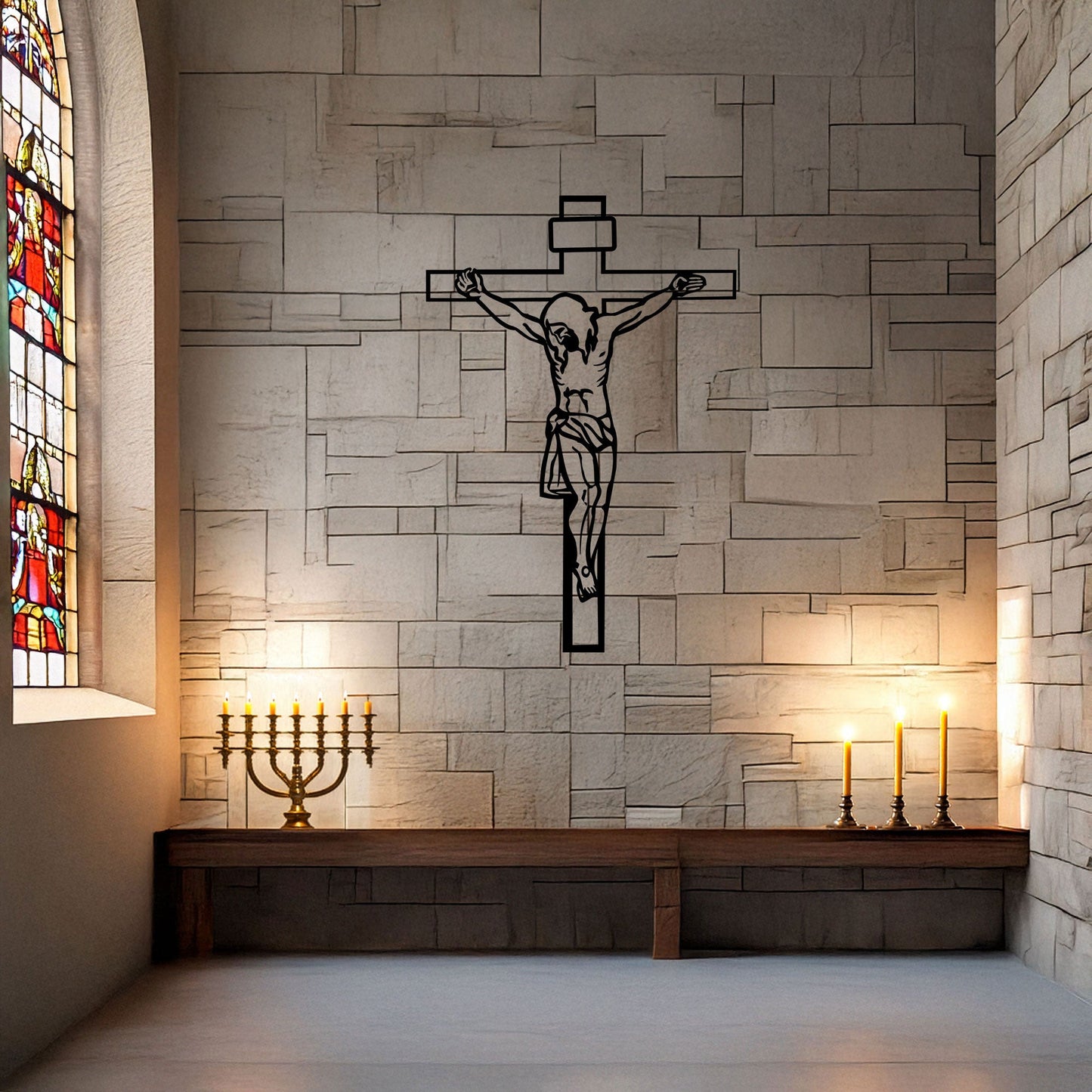 Laser Cut Metal Wall Decor Crucifixion of Jesus Design, Christian Wall Art for Home or Church, 3 Sizes Available, Black Finish