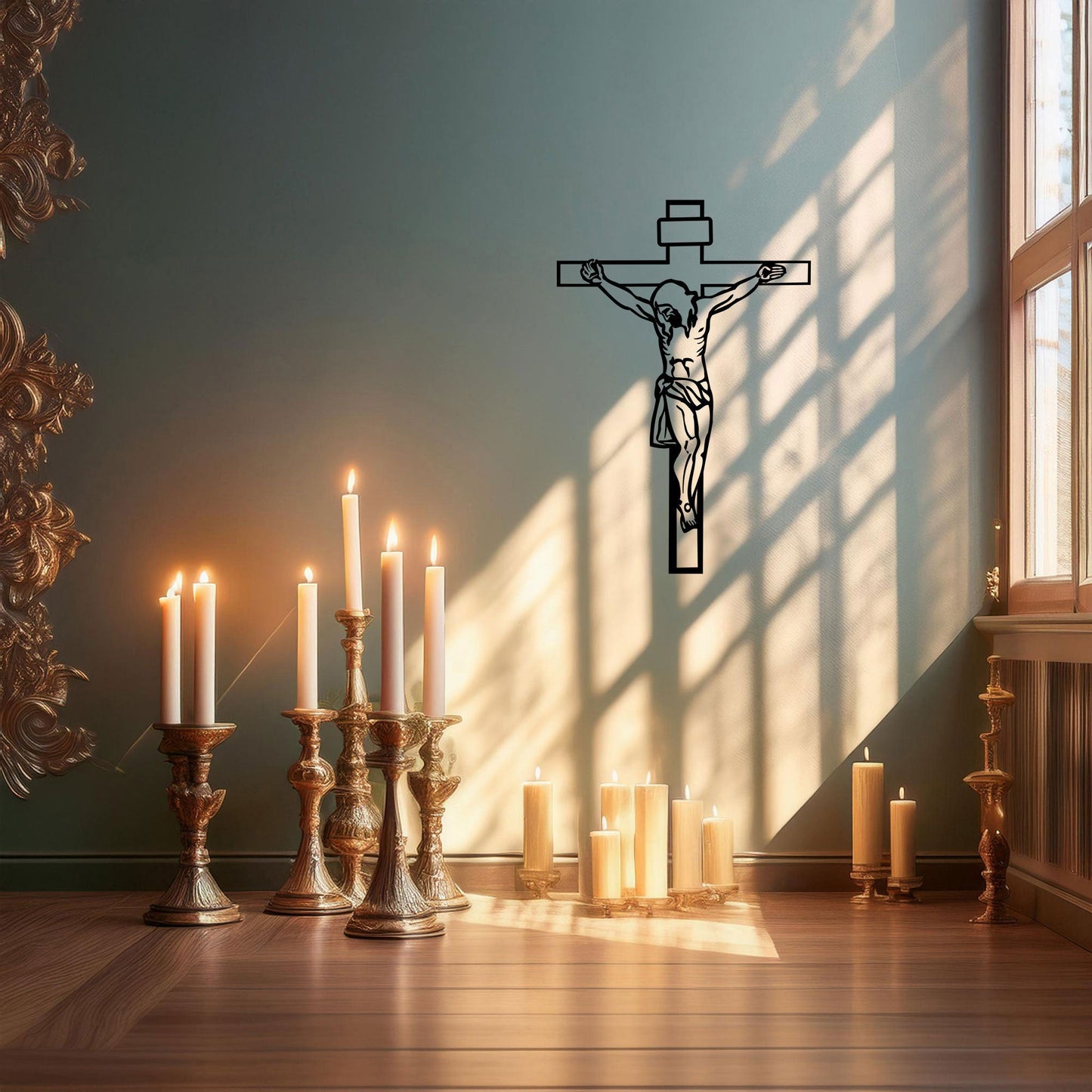 Laser Cut Metal Wall Decor Crucifixion of Jesus Design, Christian Wall Art for Home or Church, 3 Sizes Available, Black Finish